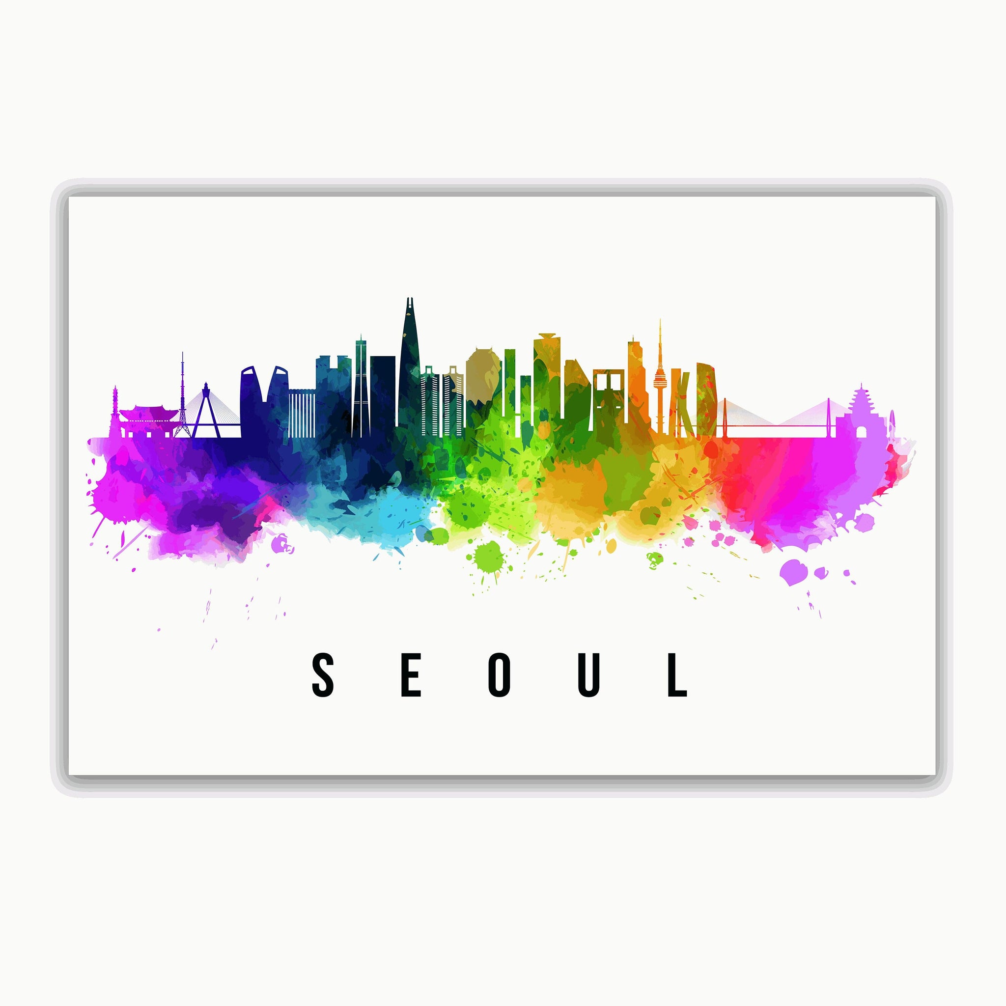 SEOUL - SOUTH KOREA Poster,  Skyline Poster Cityscape and Landmark Seoul Illustration Home Wall Art, Office Decor