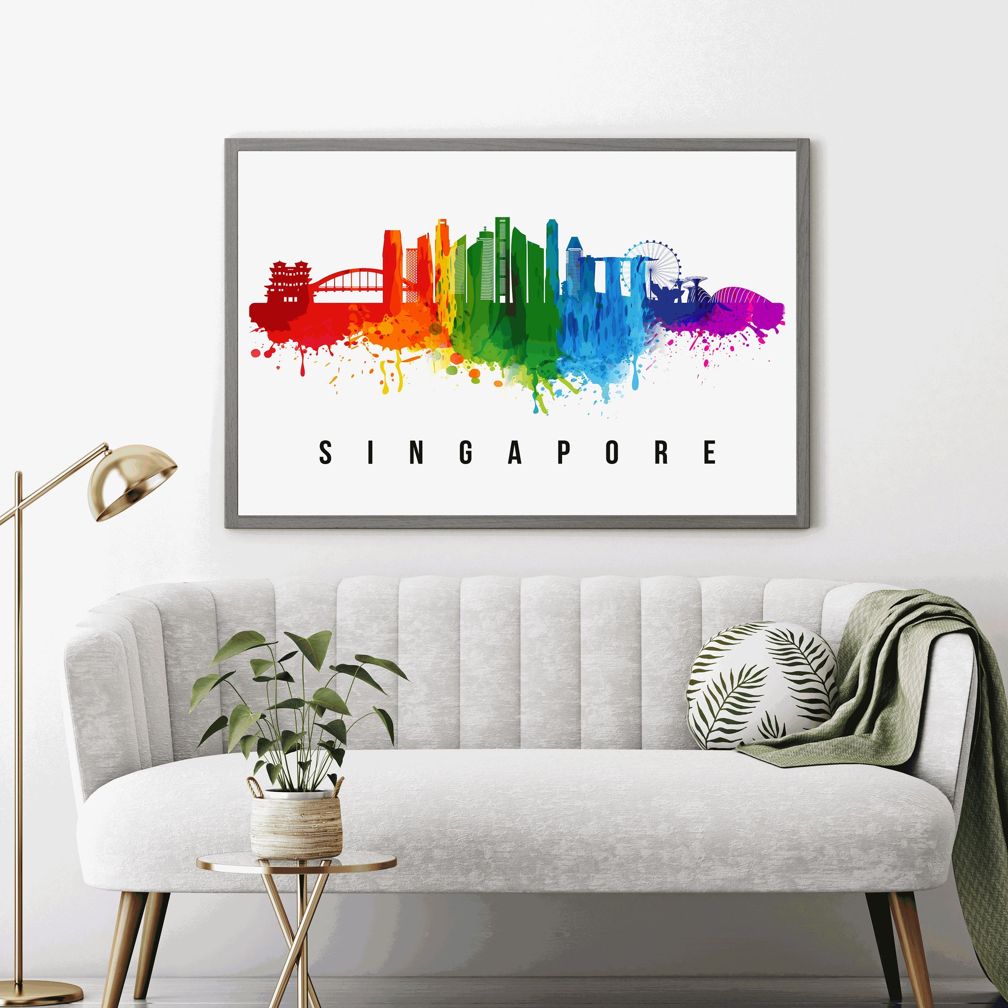 SINGAPORE CITY - SINGAPORE Poster,  Skyline Poster Cityscape and Landmark Singapore City Illustration Home Wall Art, Office Decor