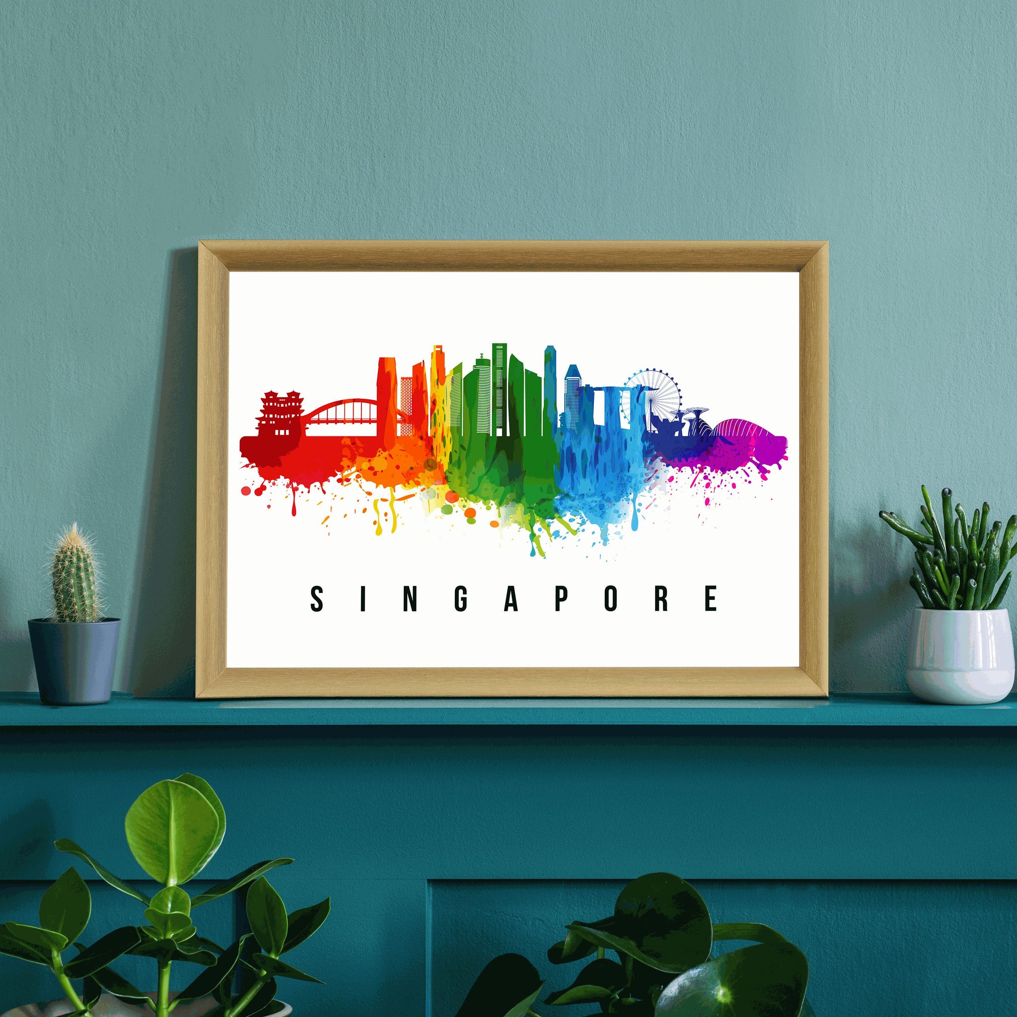 SINGAPORE CITY - SINGAPORE Poster,  Skyline Poster Cityscape and Landmark Singapore City Illustration Home Wall Art, Office Decor