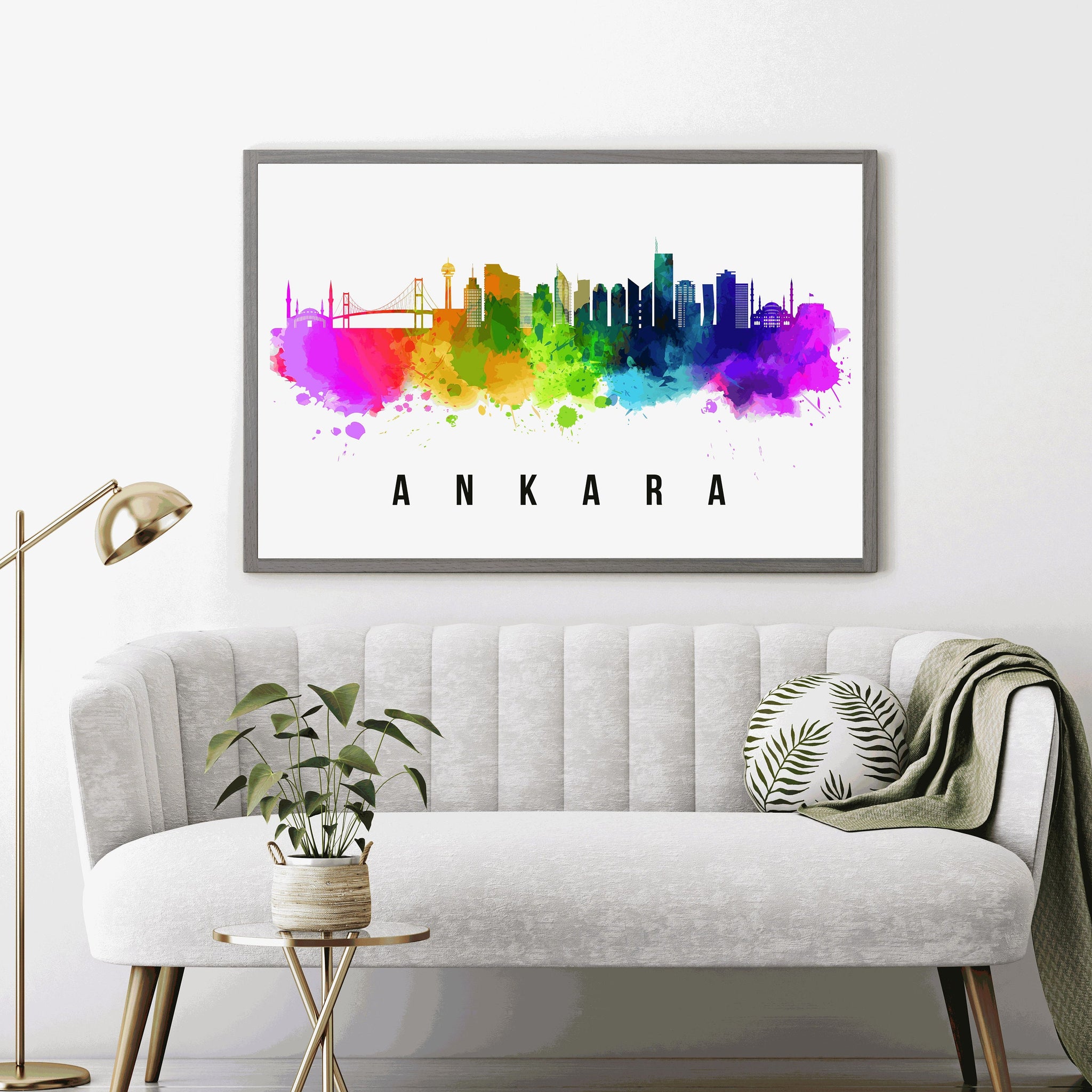 ANKARA - TURKEY Poster, Skyline Poster Cityscape and Landmark Ankara City Illustration Home Wall Art, Office Decor