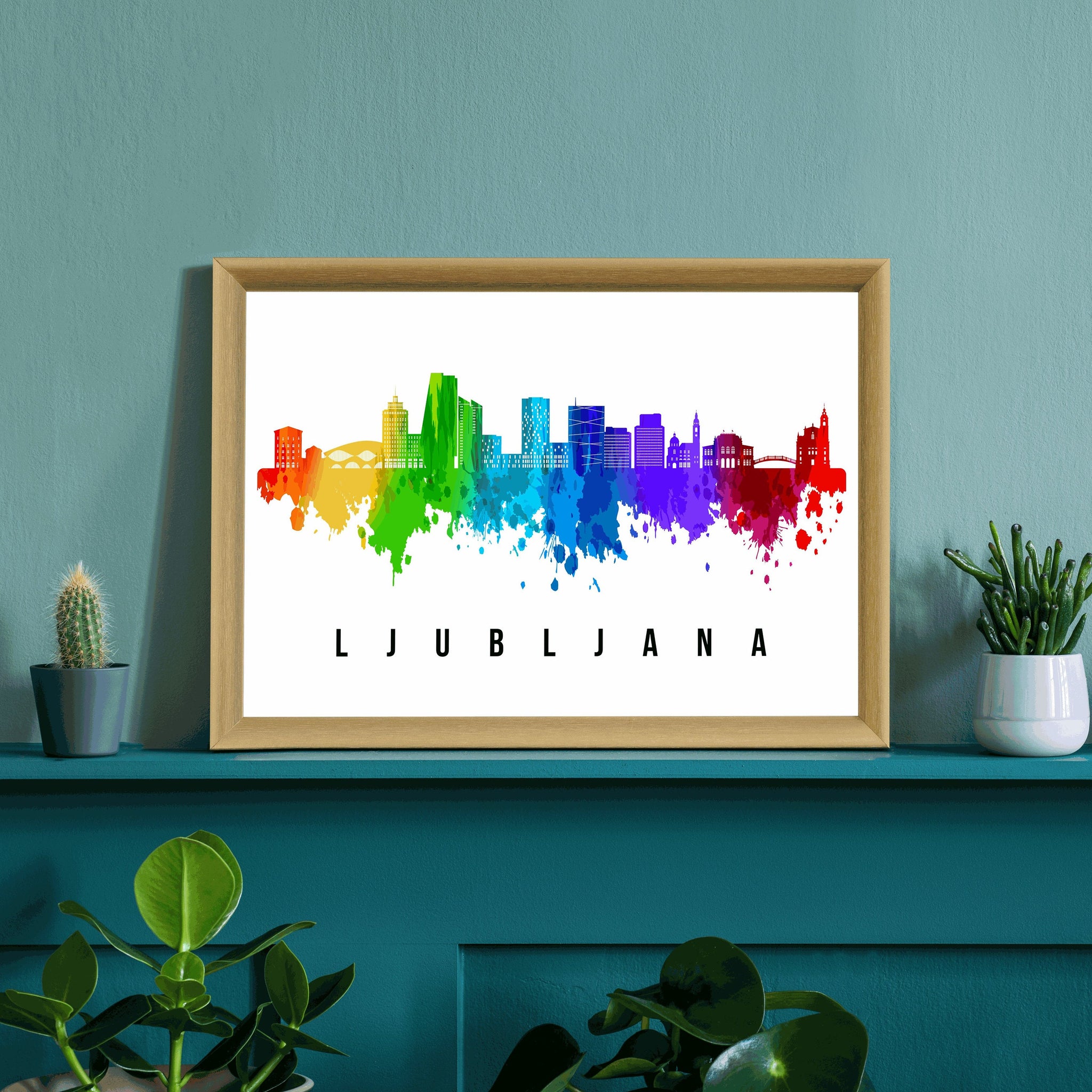 LJUBLJANA - SLOVENIA  Poster, Skyline Poster Cityscape and Landmark Ljubljana City Illustration Home Wall Art, Office Decor