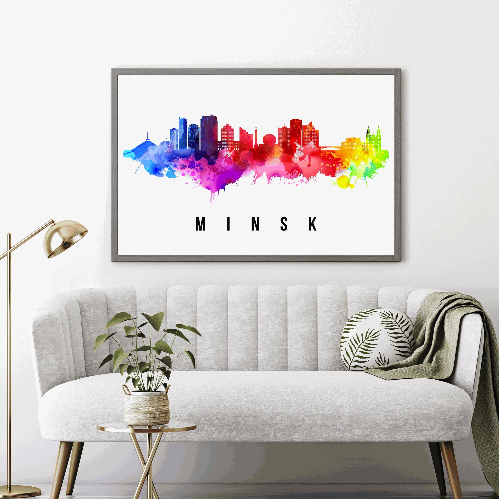 MINSK - BELARUS Poster, Skyline Poster Cityscape and Landmark Minsk City Illustration Home Wall Art, Office Decor