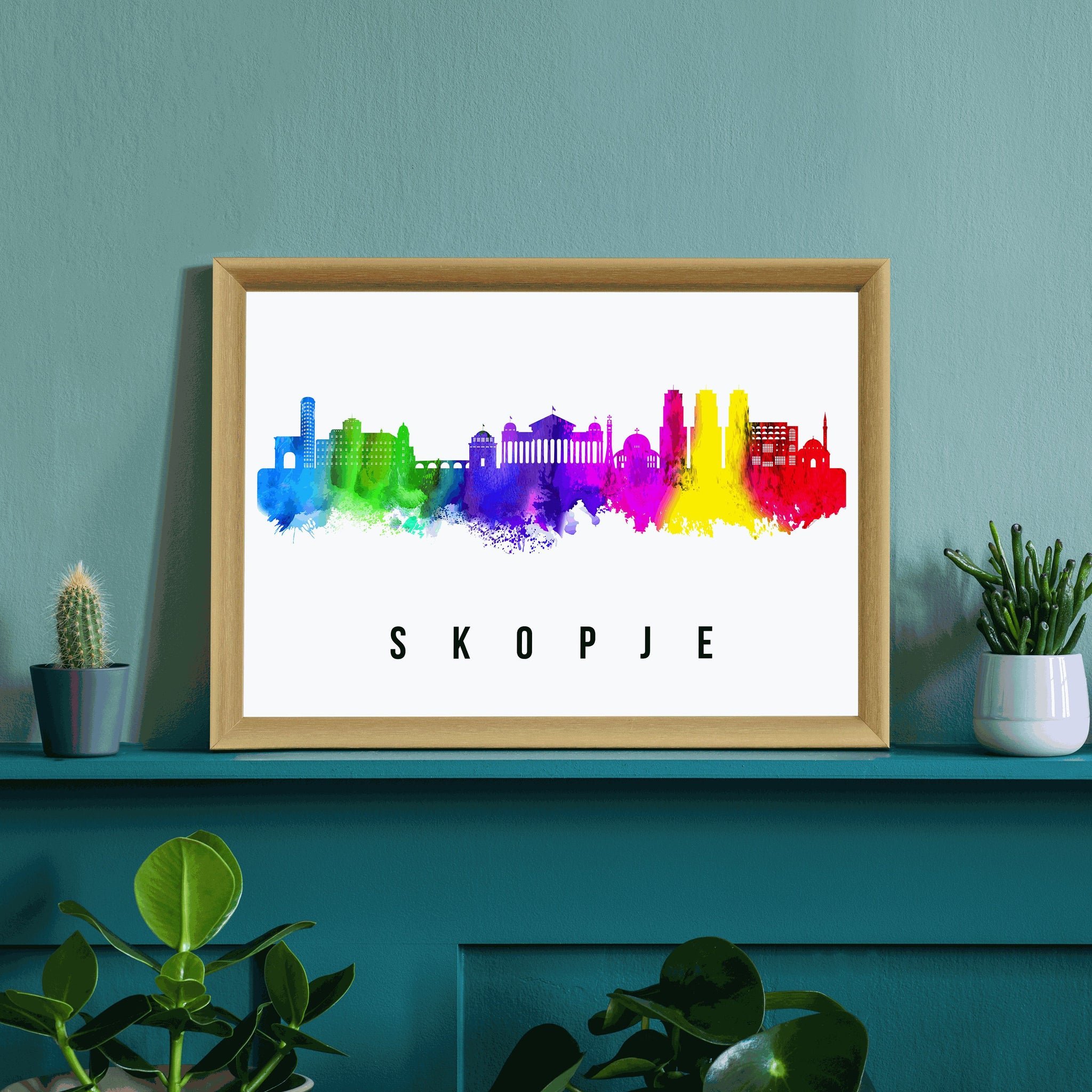 SKOPJE - MACEDONIA Poster, Skyline Poster Cityscape and Landmark Skopje City Illustration Home Wall Art, Office Decor