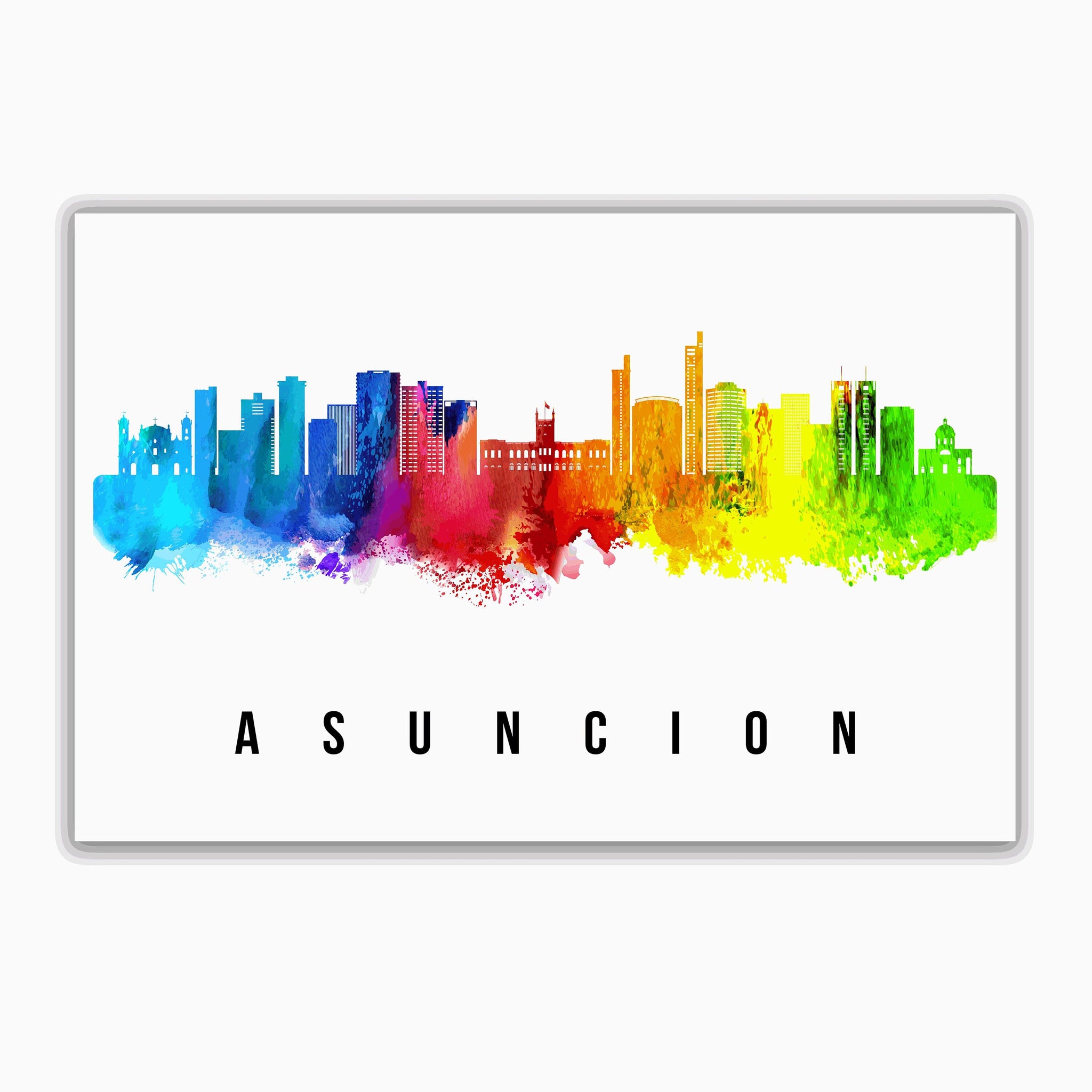 ASUNCION - PARAGUAY Poster, Skyline Poster Cityscape and Landmark Asuncion City Illustration Home Wall Art, Office Decor