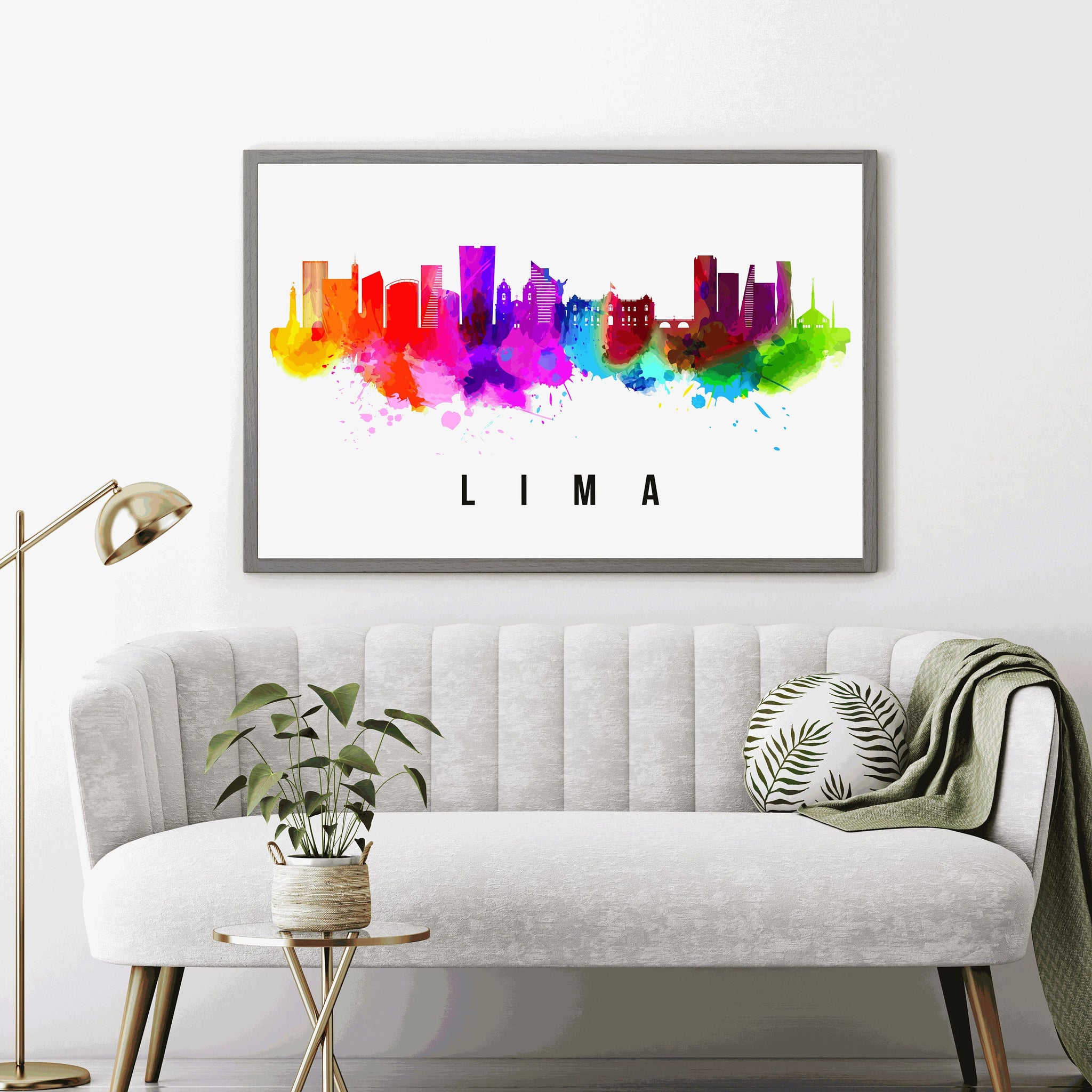 LIMA - PERU Poster, Skyline Poster Cityscape and Landmark Lima City Illustration Home Wall Art, Office Decor