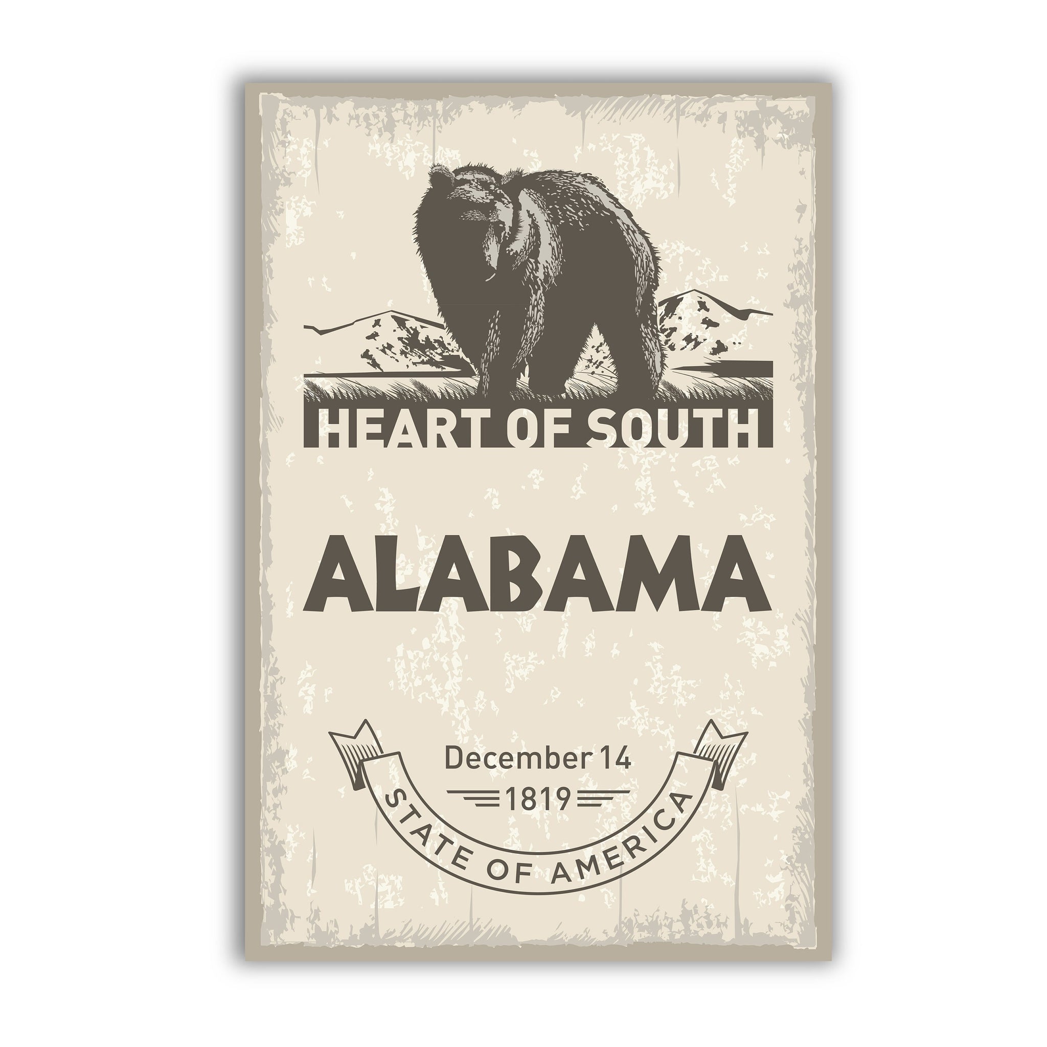 Alabama State Symbol Poster, Alabama Poster Print, Alabama State Emblem Poster, Retro Travel State Poster, Home and Office Wall Art