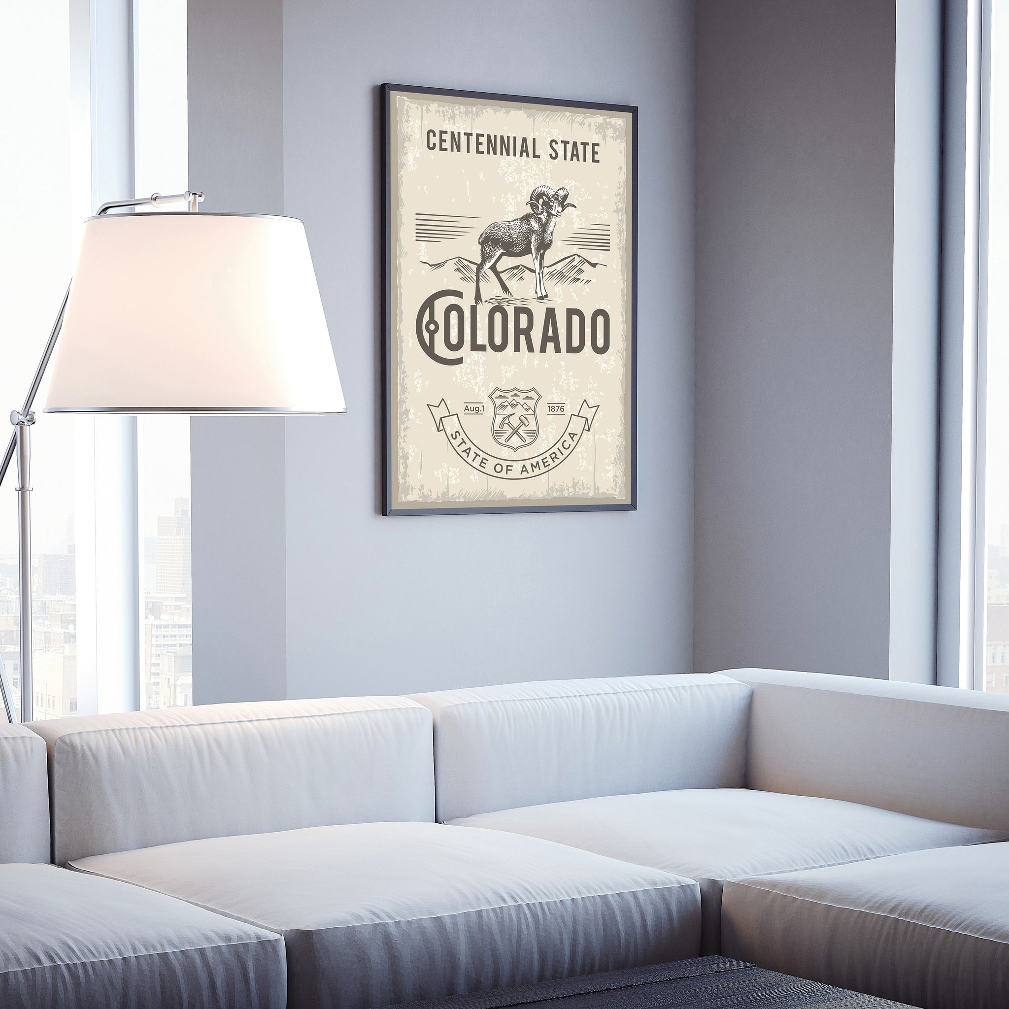 Colorado State Symbol Poster, Colorado State Poster Print, Colorado State Emblem Poster, Retro Travel State Poster, Home and Office Wall Art