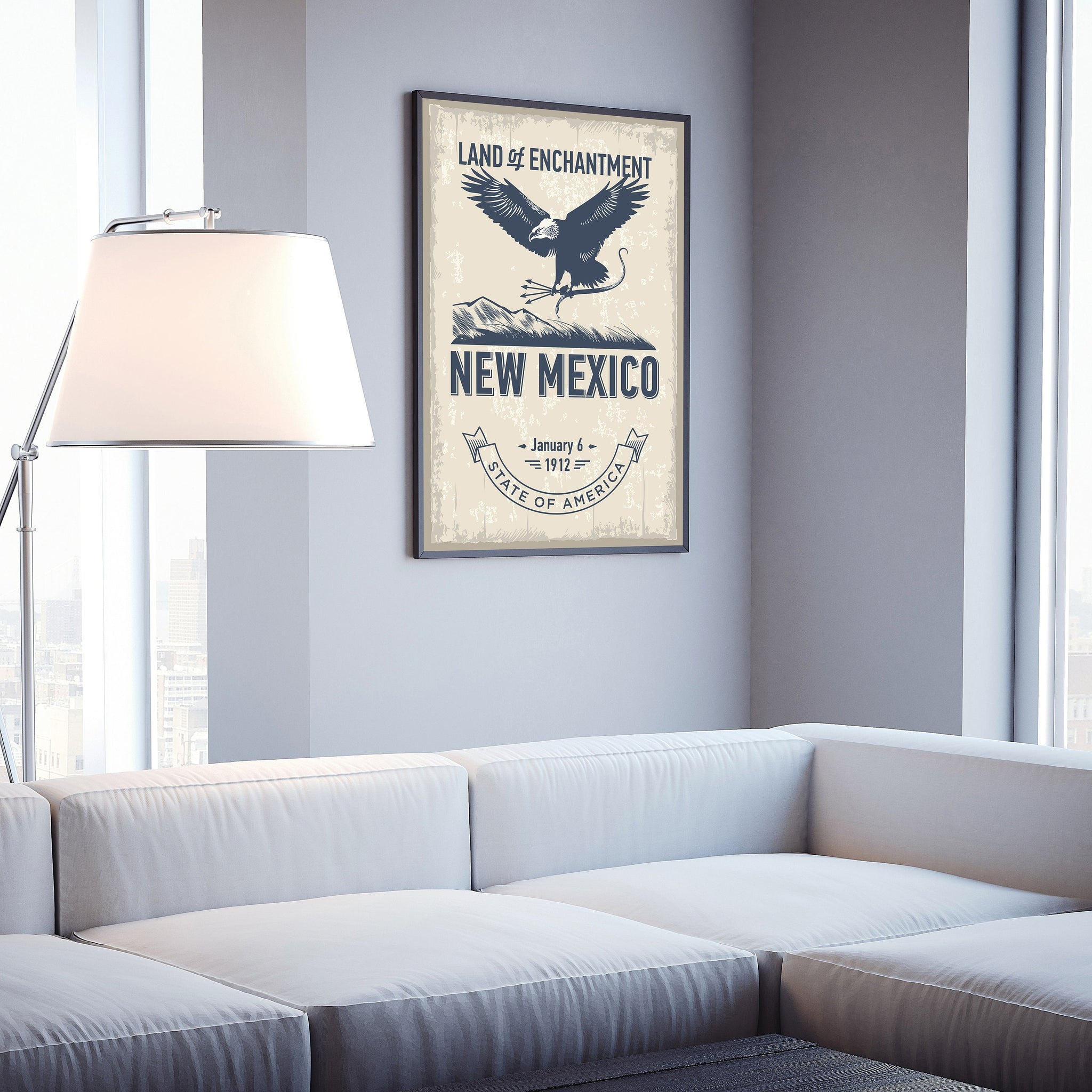 New Mexico State Symbol Poster, New Mexico State Poster Print, State Emblem Poster, Retro Travel State Poster, Home and Office Wall Art