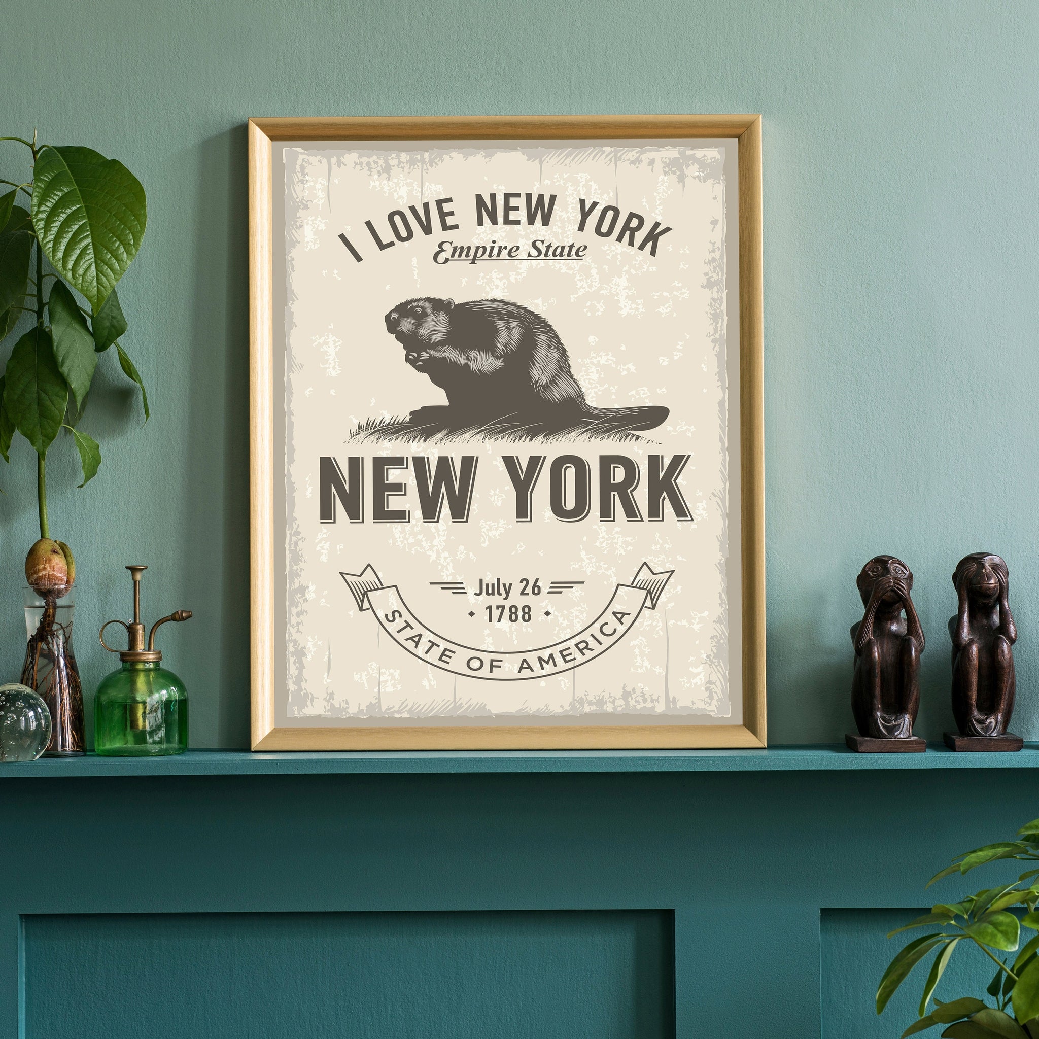 New York State Symbol Poster, New York State Poster Print, New York State Emblem Poster, Retro Travel State Poster, Home and Office Wall Art