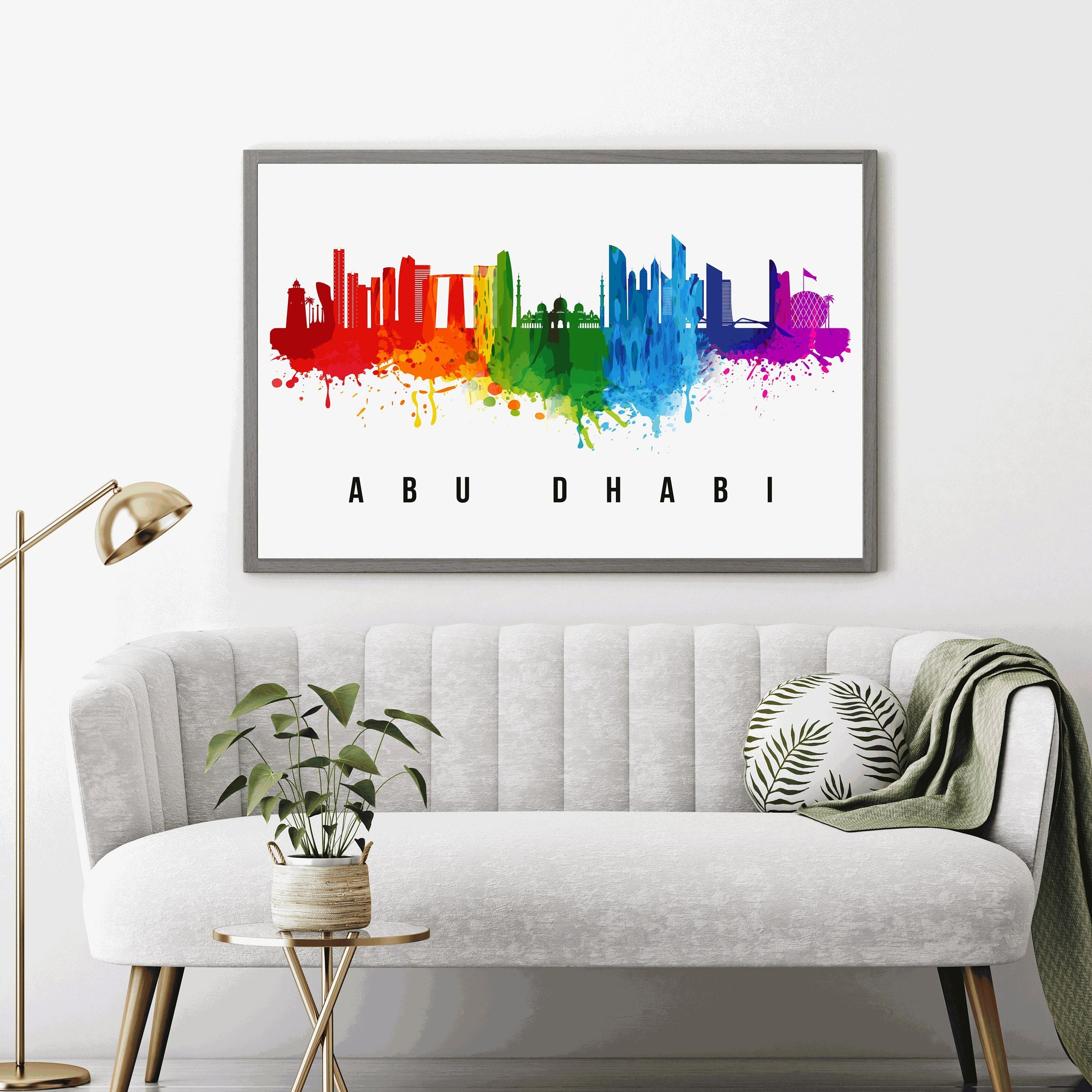 ABU DHABI - United Arab Emirates Poster,  Skyline Poster Cityscape and Landmark Print, AbuDhabi Illustration Home Wall Art, Office Decor