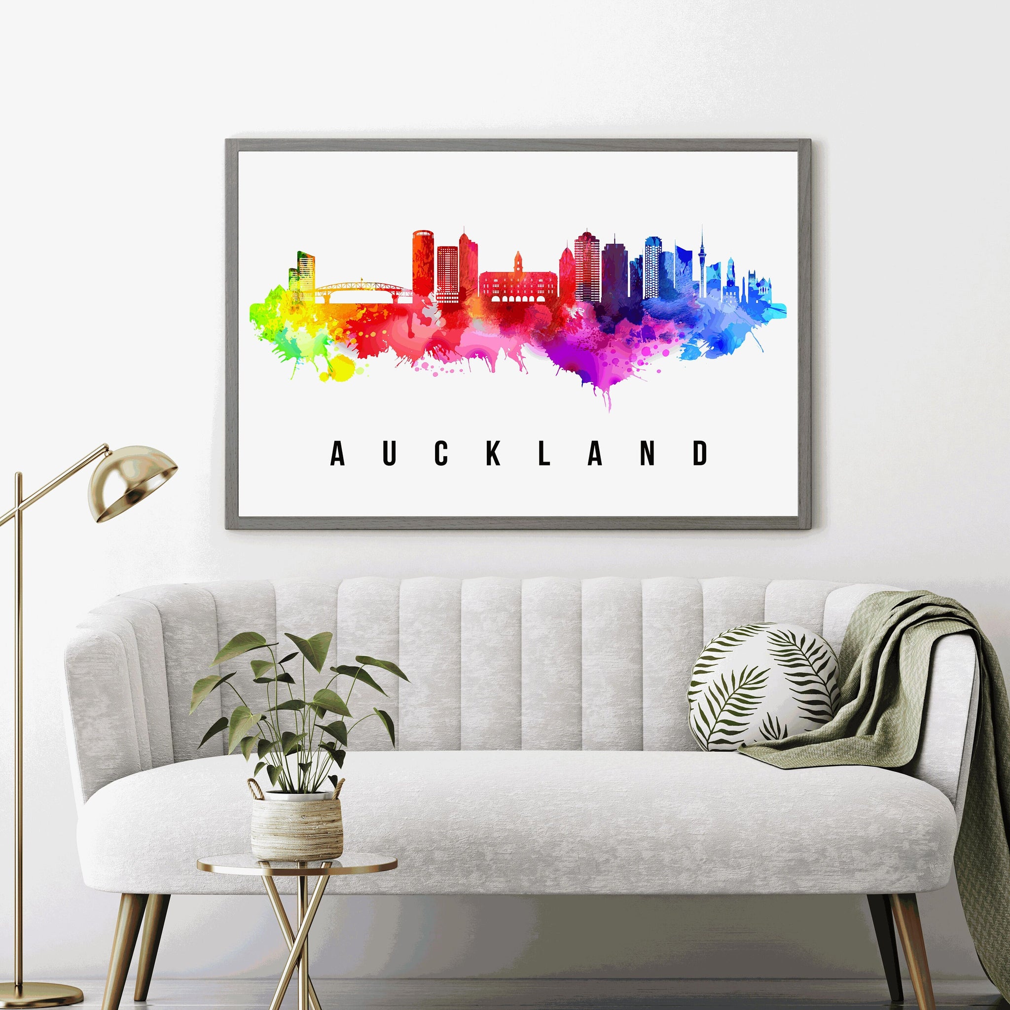 AUCKLAND - NEW ZEALAND Poster,  Skyline Poster Cityscape and Landmark Print, Auckland Illustration Home Wall Art, Office Decor