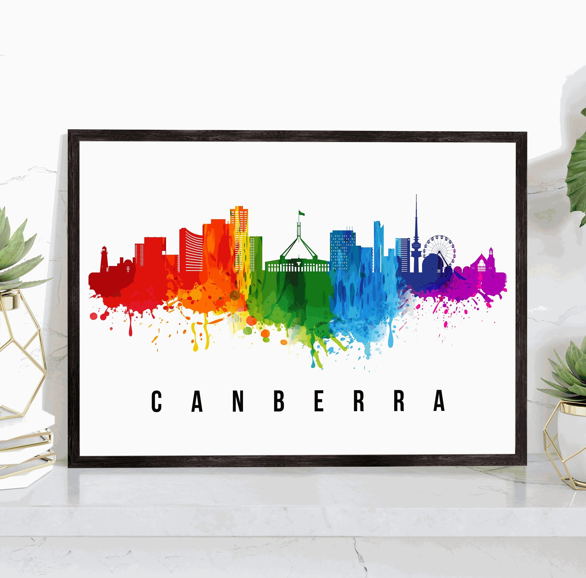 CANBERRA - AUSTRALIA Poster,  Skyline Poster Cityscape and Landmark Print, Canberra Illustration Home Wall Art, Office Decor