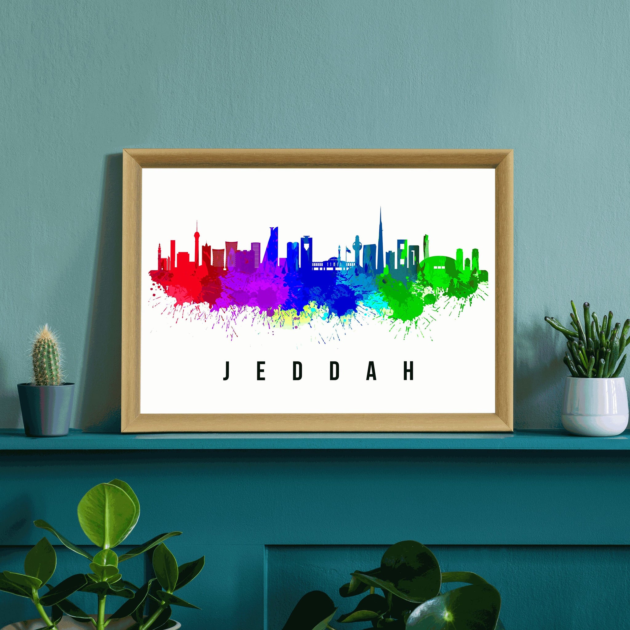 JEDDAH  - SAUDI ARABIA Poster,  Skyline Poster Cityscape and Landmark Print, Jeddah Illustration Home Wall Art, Office Decor