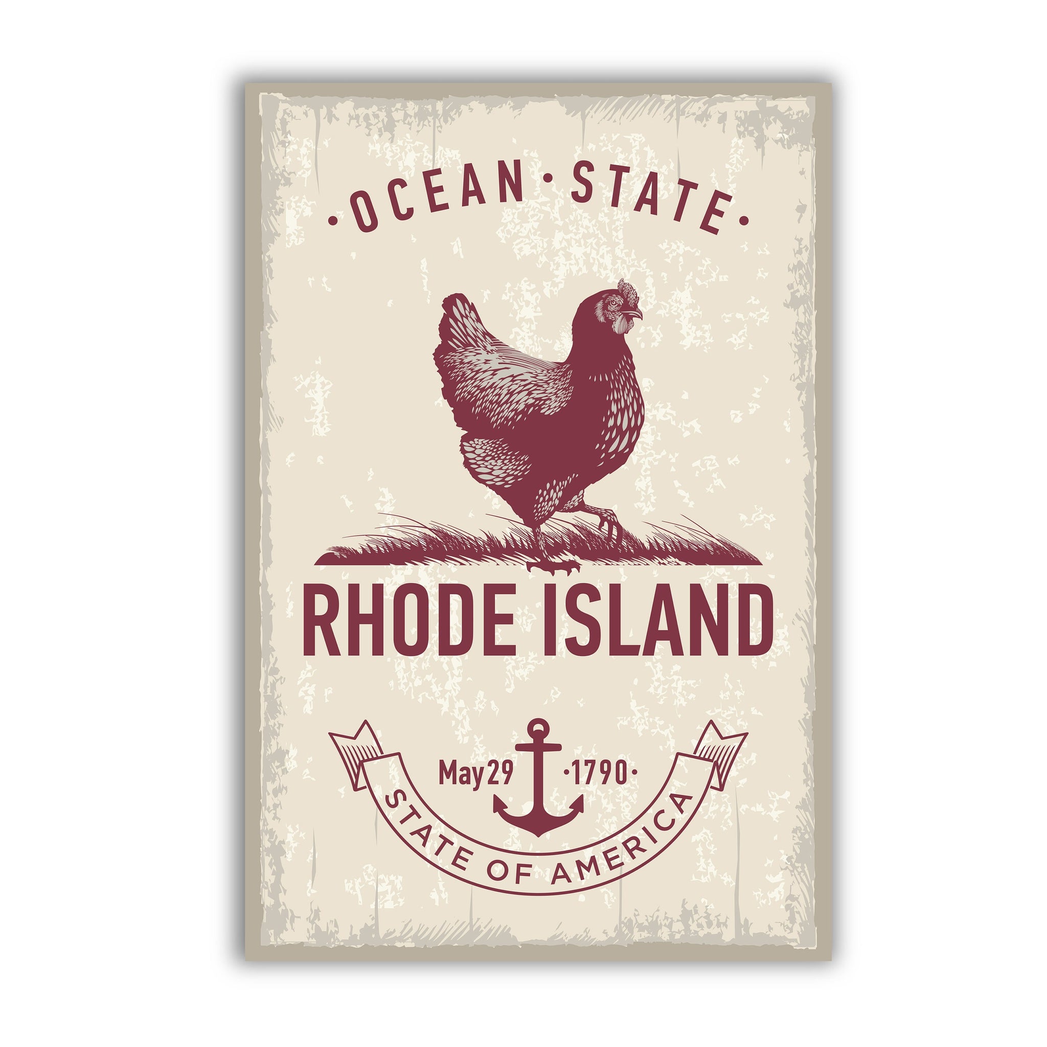 Rhode Island State Symbol Poster, State Poster Print, Oregon State Emblem Poster, Retro Travel State Poster, Home and Office Wall Art