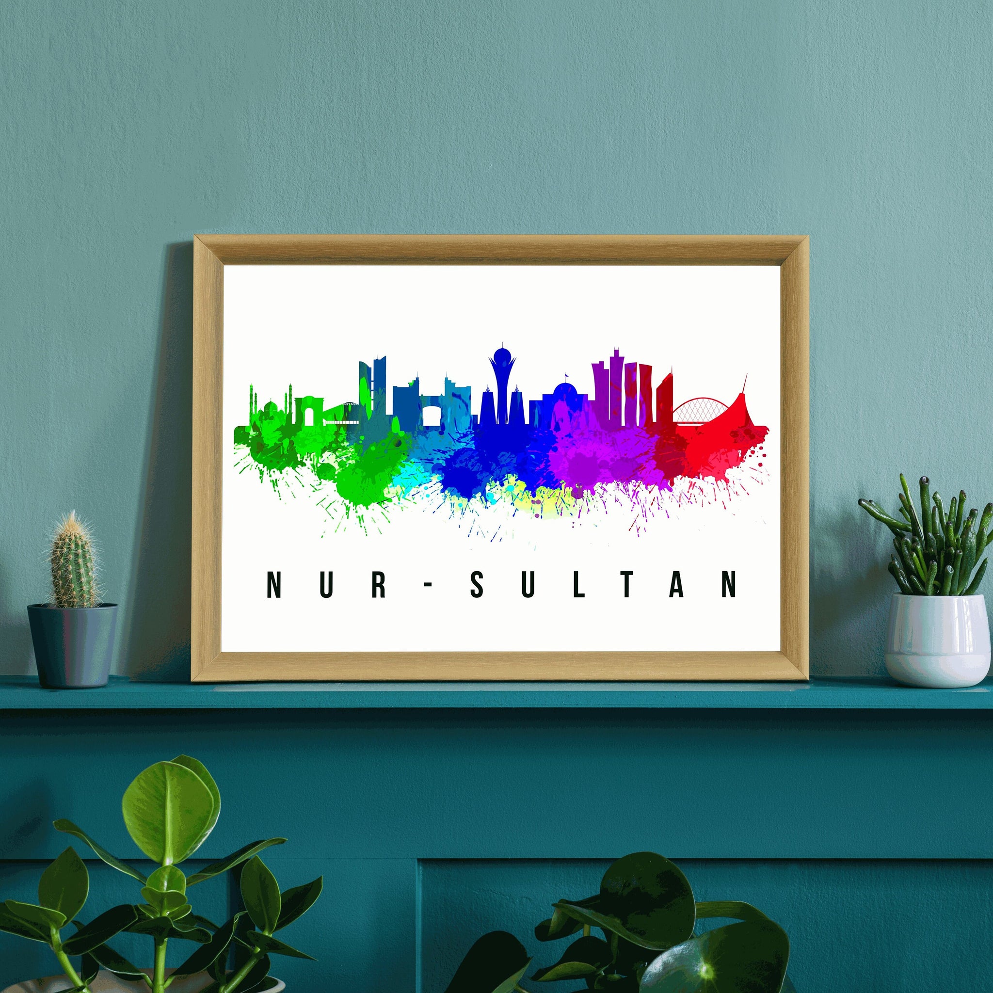 NUR SULTAN - KAZAKHSTAN Poster,  Skyline Poster Cityscape and Landmark Print, Nur Sultan Illustration Home Wall Art, Office Decor