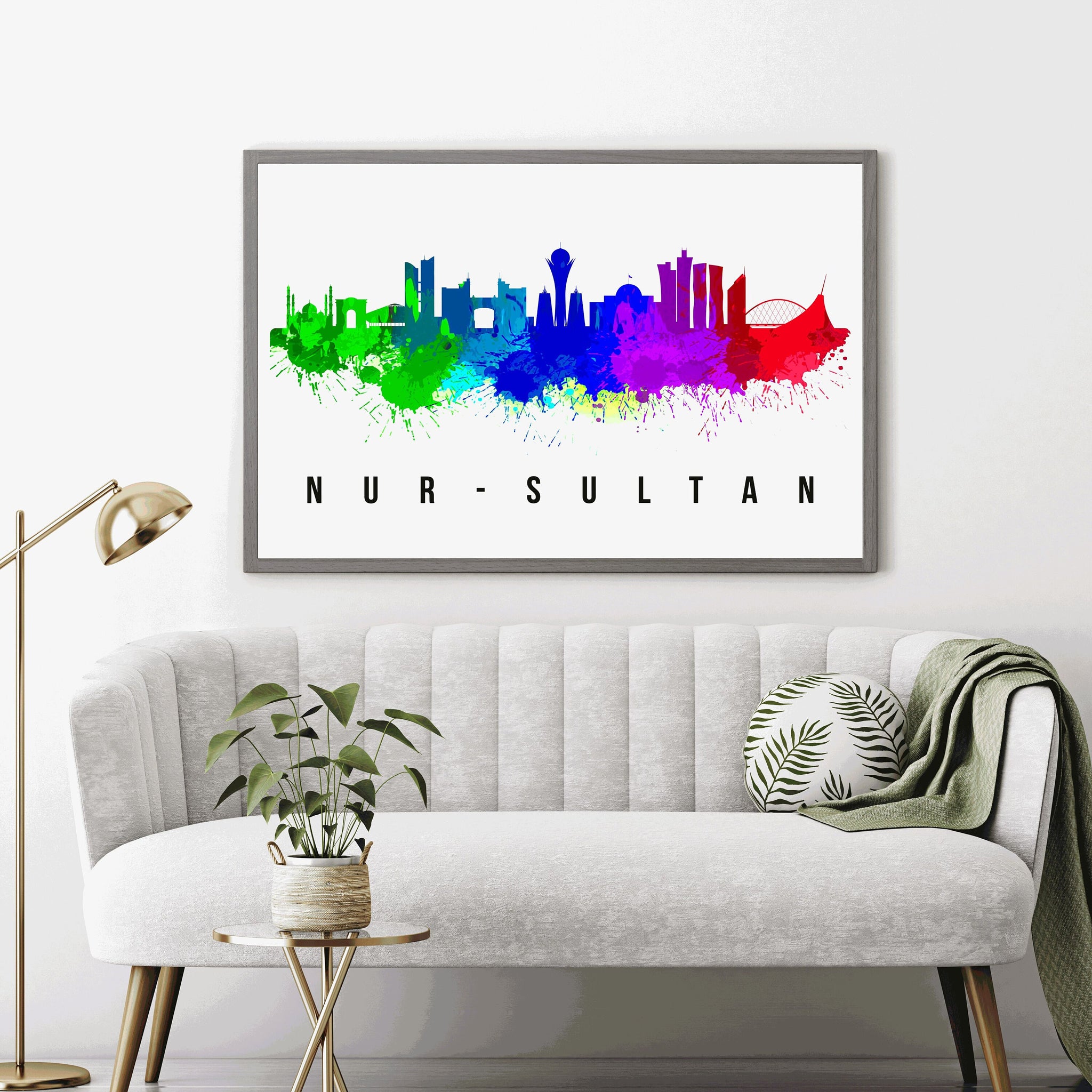 NUR SULTAN - KAZAKHSTAN Poster,  Skyline Poster Cityscape and Landmark Print, Nur Sultan Illustration Home Wall Art, Office Decor