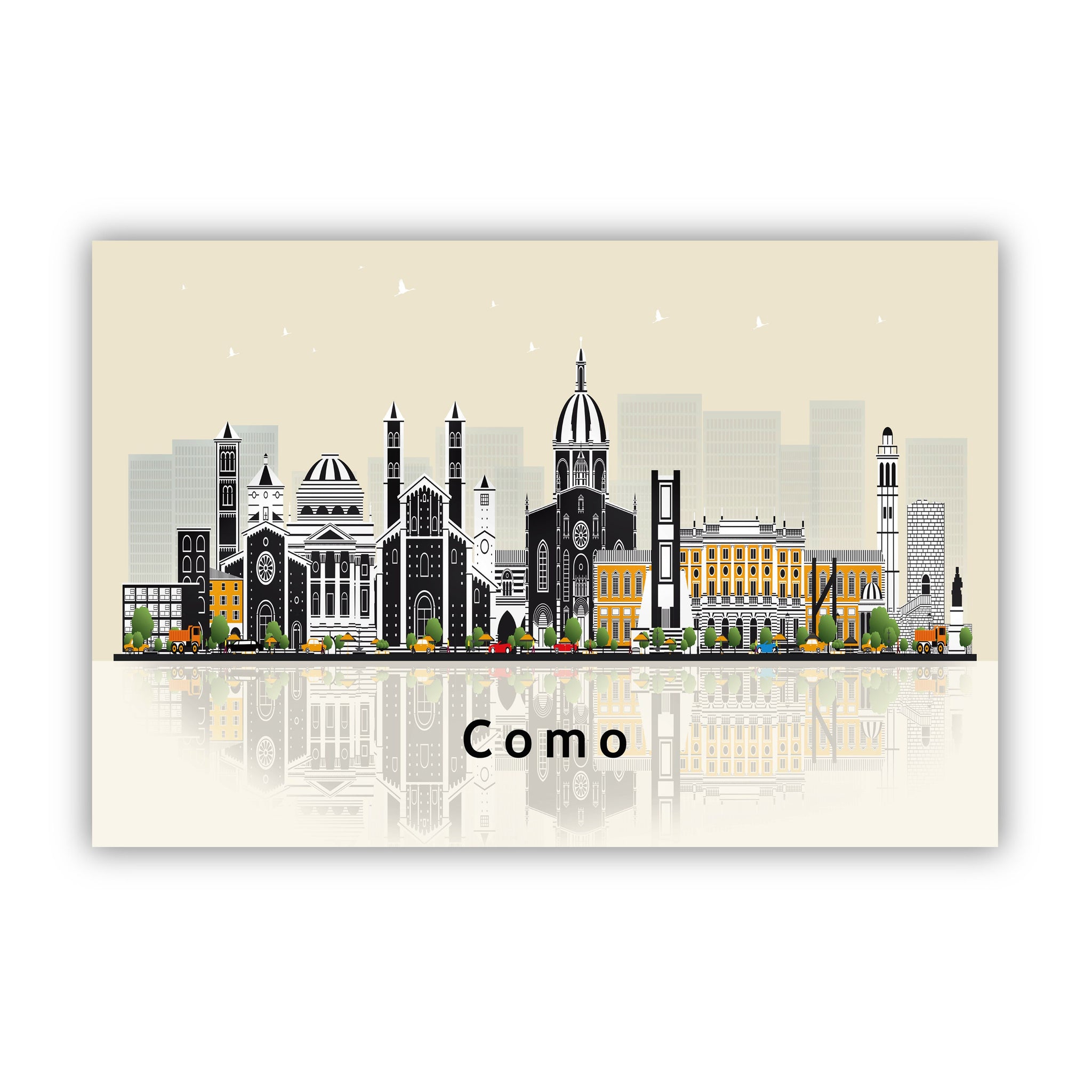 COMO ITALY Illustration skyline poster, Como Italy modern skyline cityscape poster print, Landmark map poster, Home wall art decoration