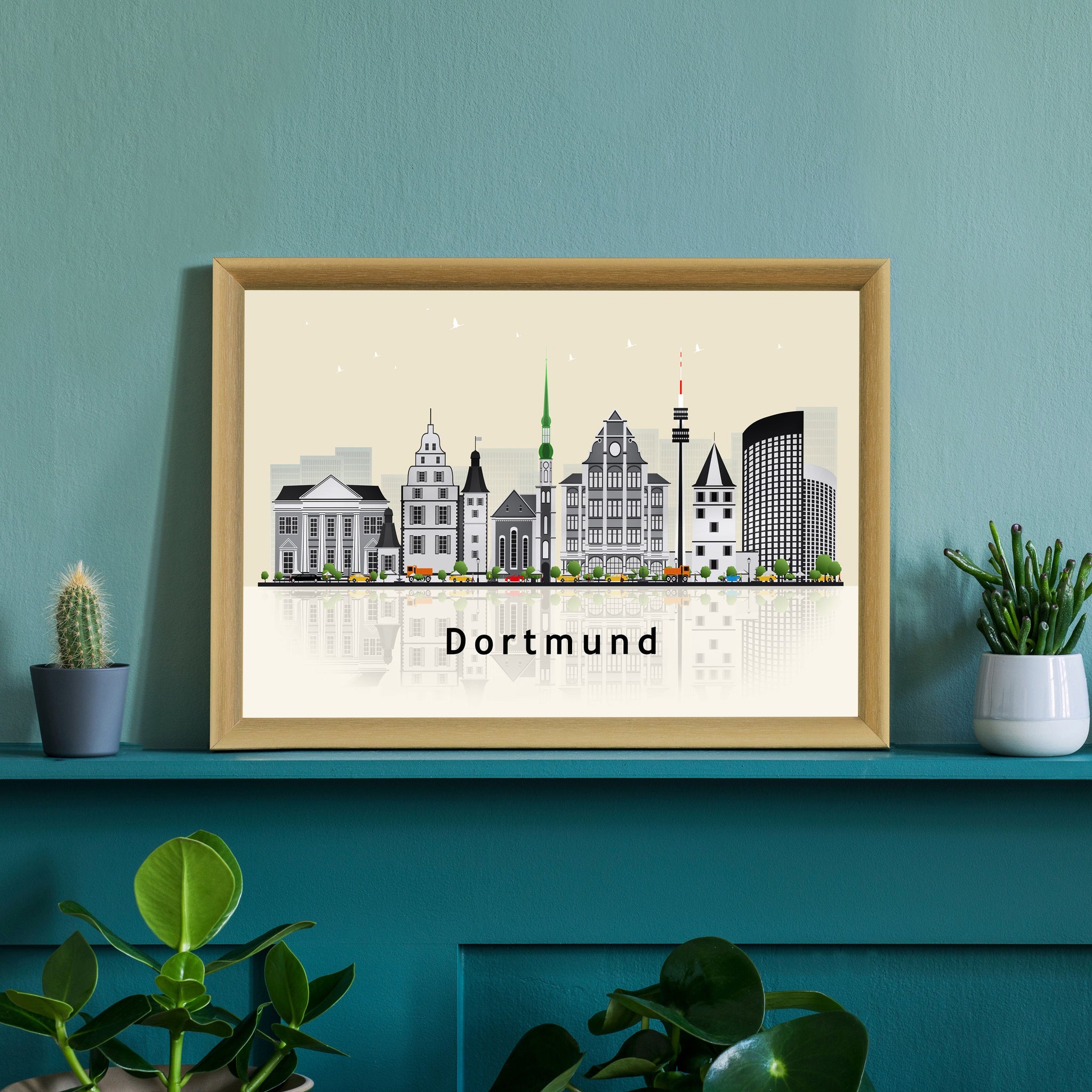 DORTMUND GERMANY Illustration skyline poster, Dortmund modern skyline cityscape poster print, Landmark map poster, Home wall art decoration