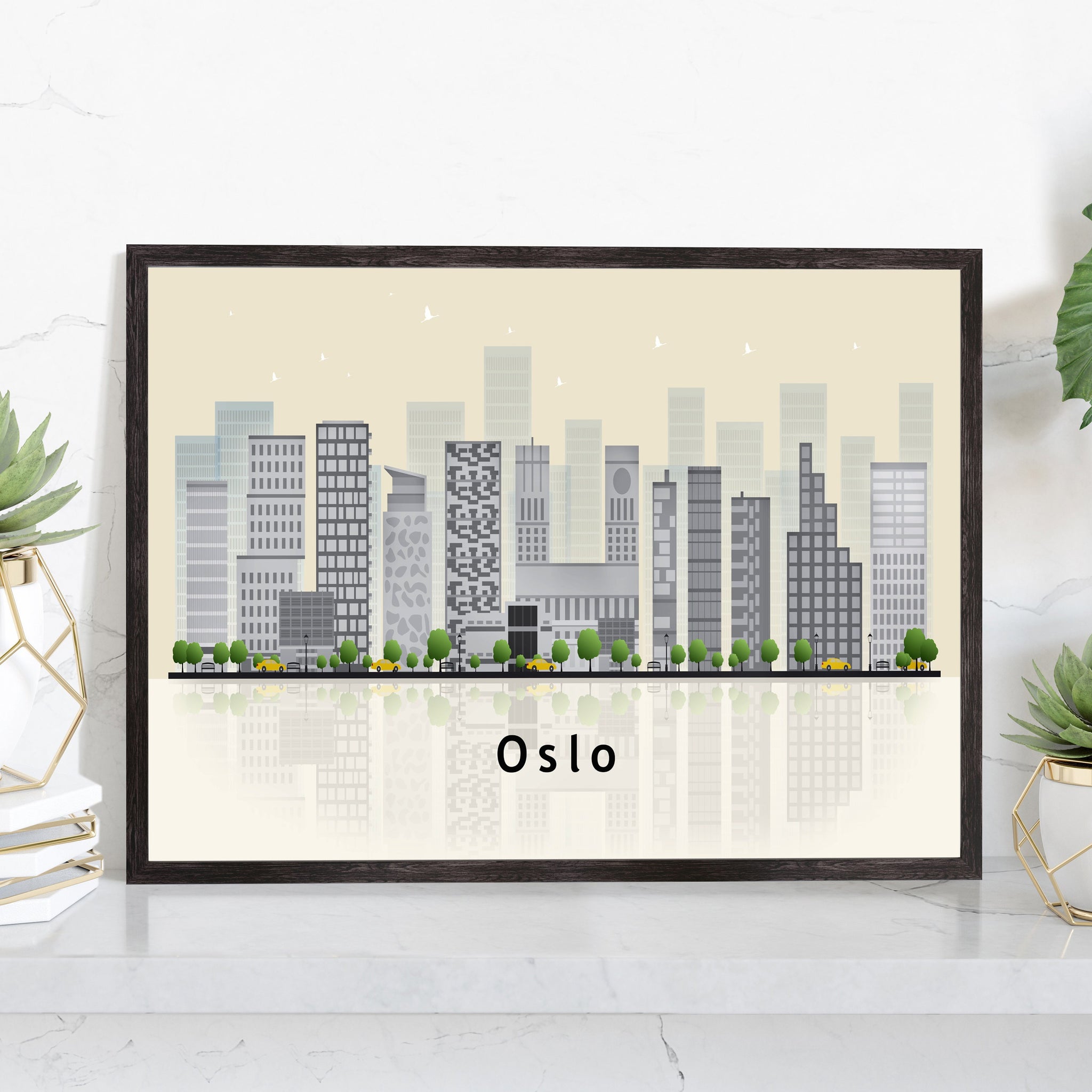 OSLO NORWAY Illustration skyline poster, Modern skyline cityscape poster print, NORWAY landmark map poster, Home wall art decoration