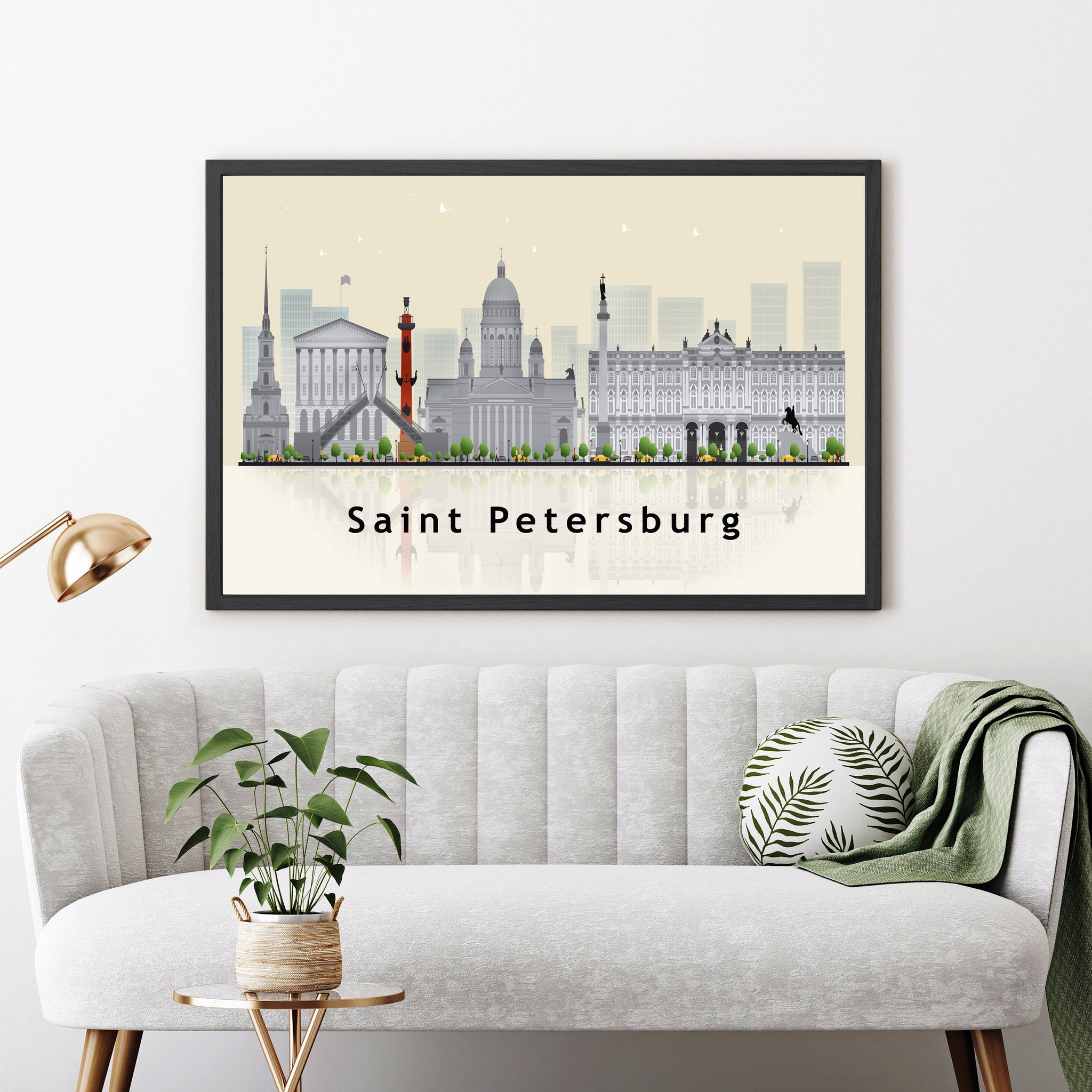 SAINT PETERSBURG RUSSIA Illustration skyline poster, Modern skyline cityscape poster print, Landmark map poster, Home wall art decoration