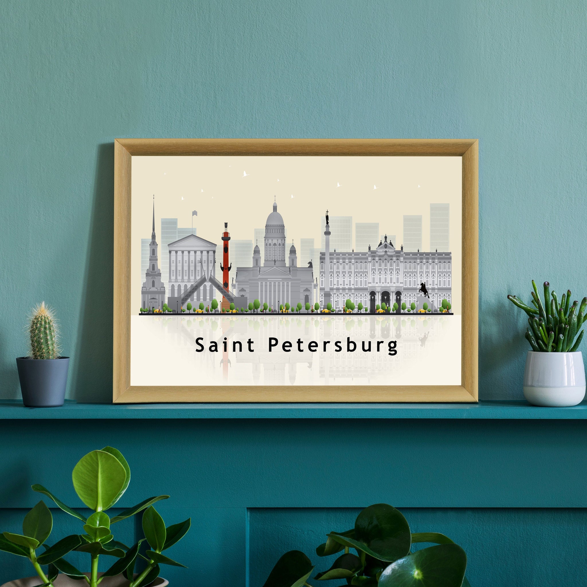 SAINT PETERSBURG RUSSIA Illustration skyline poster, Modern skyline cityscape poster print, Landmark map poster, Home wall art decoration