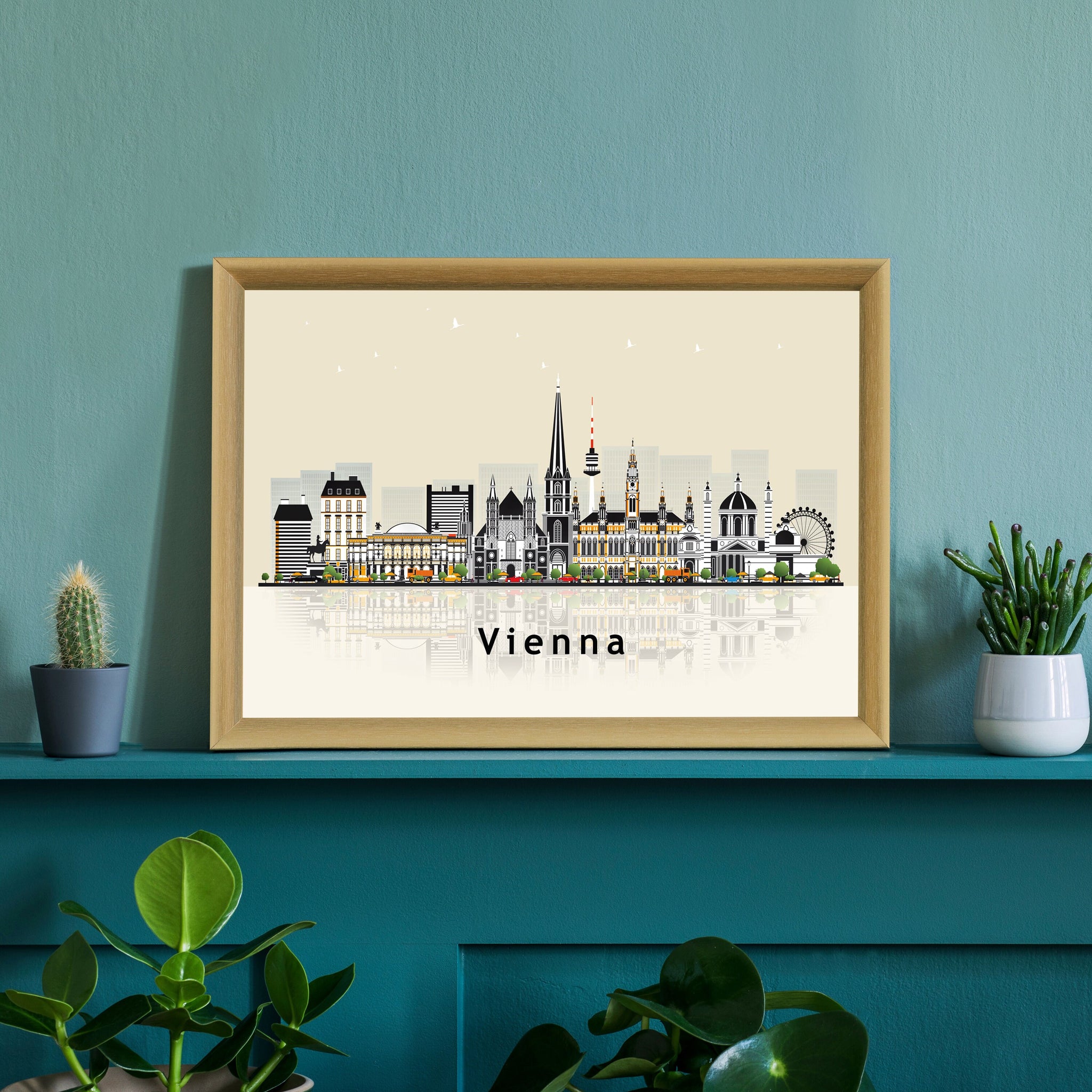 VIENNA AUSTRIA Illustration skyline poster, Modern skyline cityscape poster print, Vienna landmark map poster, Home wall decoration