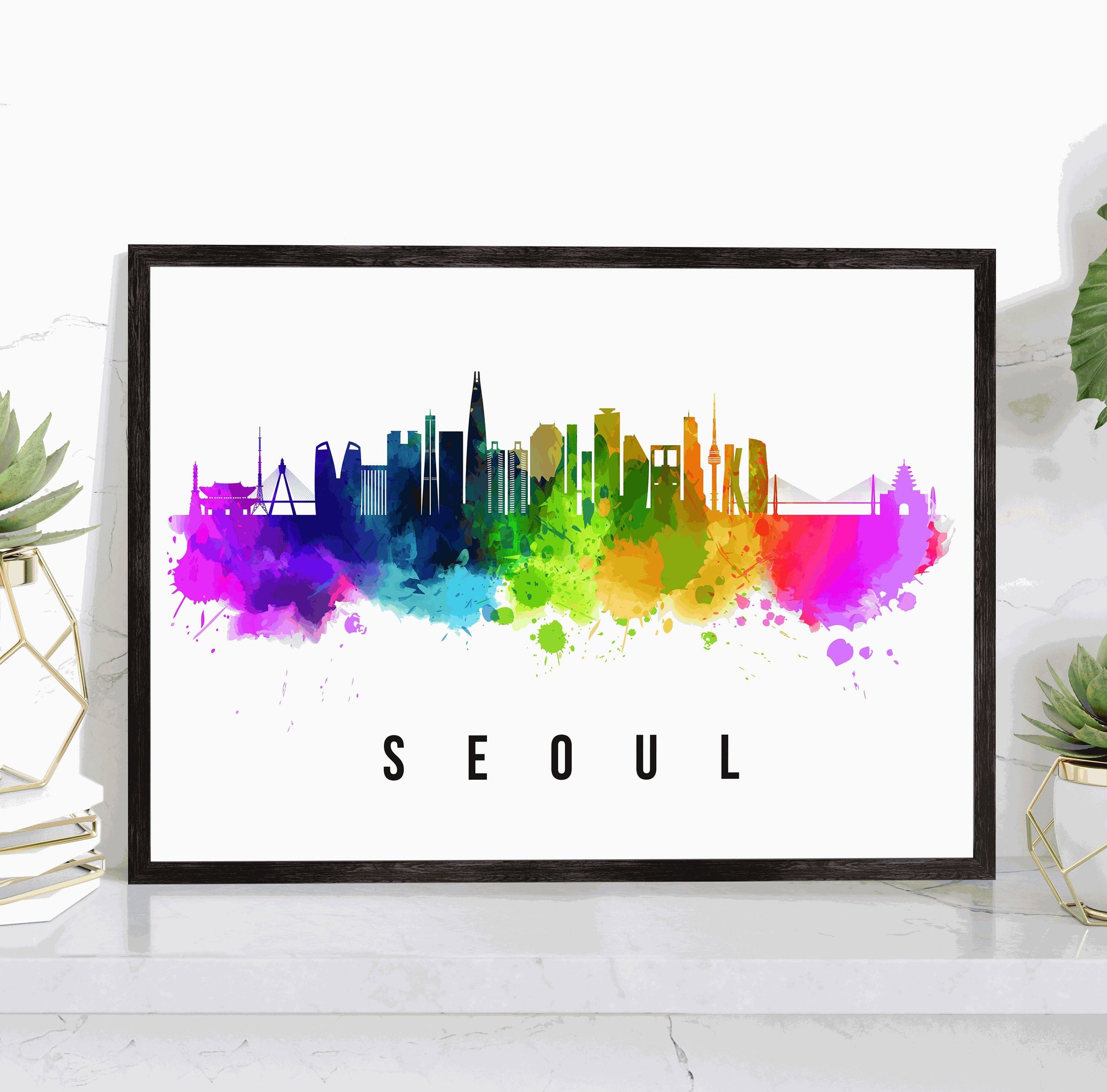 SEOUL - SOUTH KOREA Poster,  Skyline Poster Cityscape and Landmark Seoul Illustration Home Wall Art, Office Decor