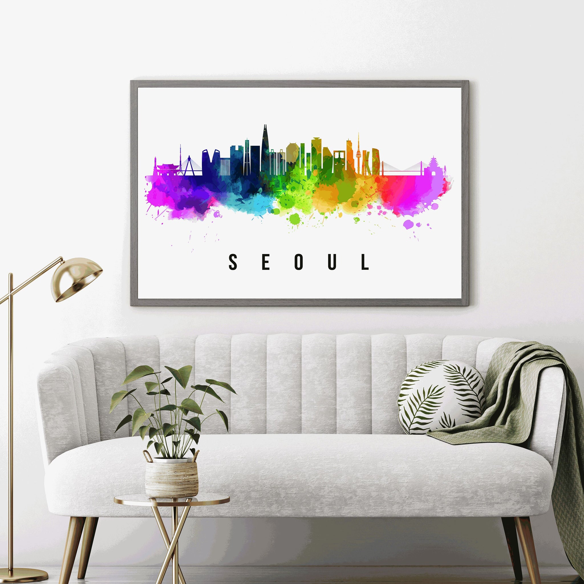 SEOUL - SOUTH KOREA Poster,  Skyline Poster Cityscape and Landmark Seoul Illustration Home Wall Art, Office Decor