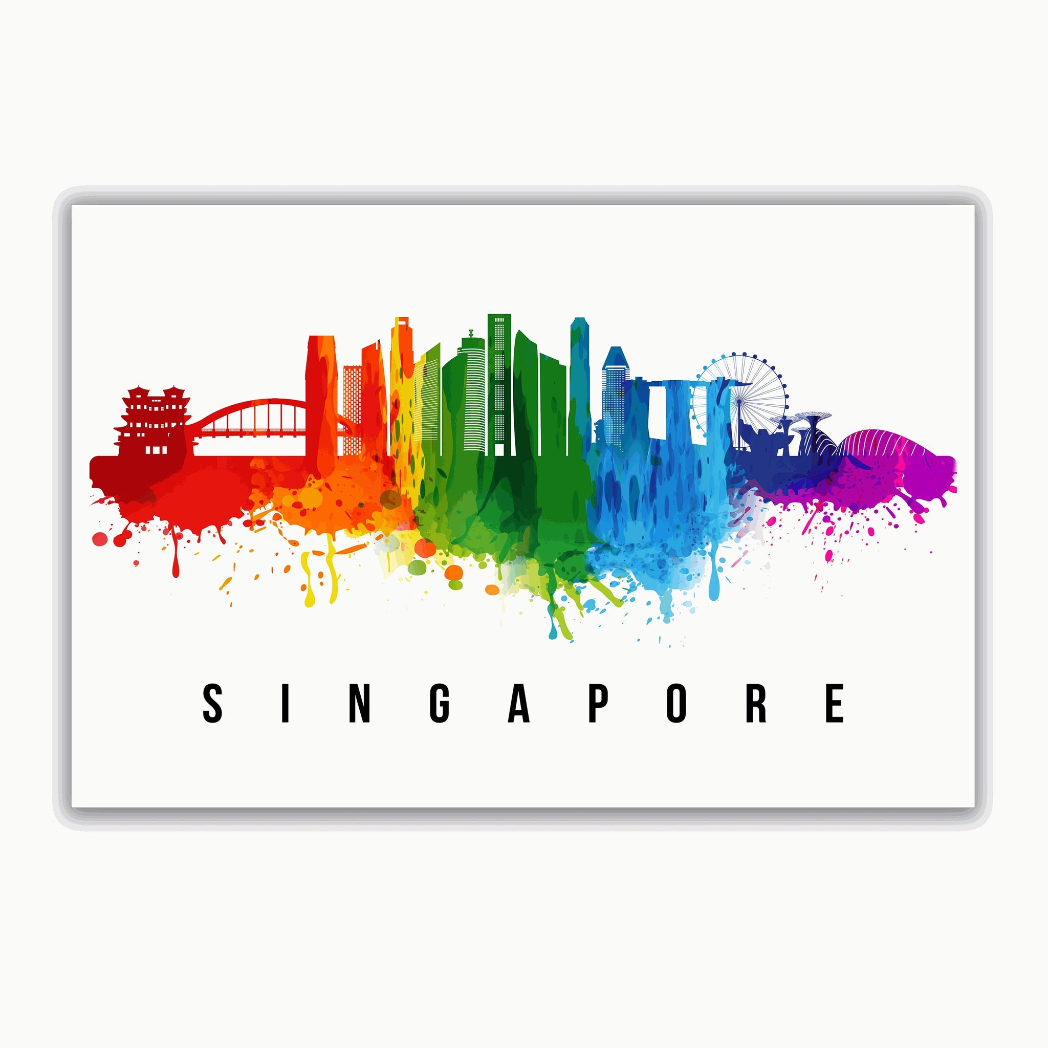 SINGAPORE CITY - SINGAPORE Poster,  Skyline Poster Cityscape and Landmark Singapore City Illustration Home Wall Art, Office Decor