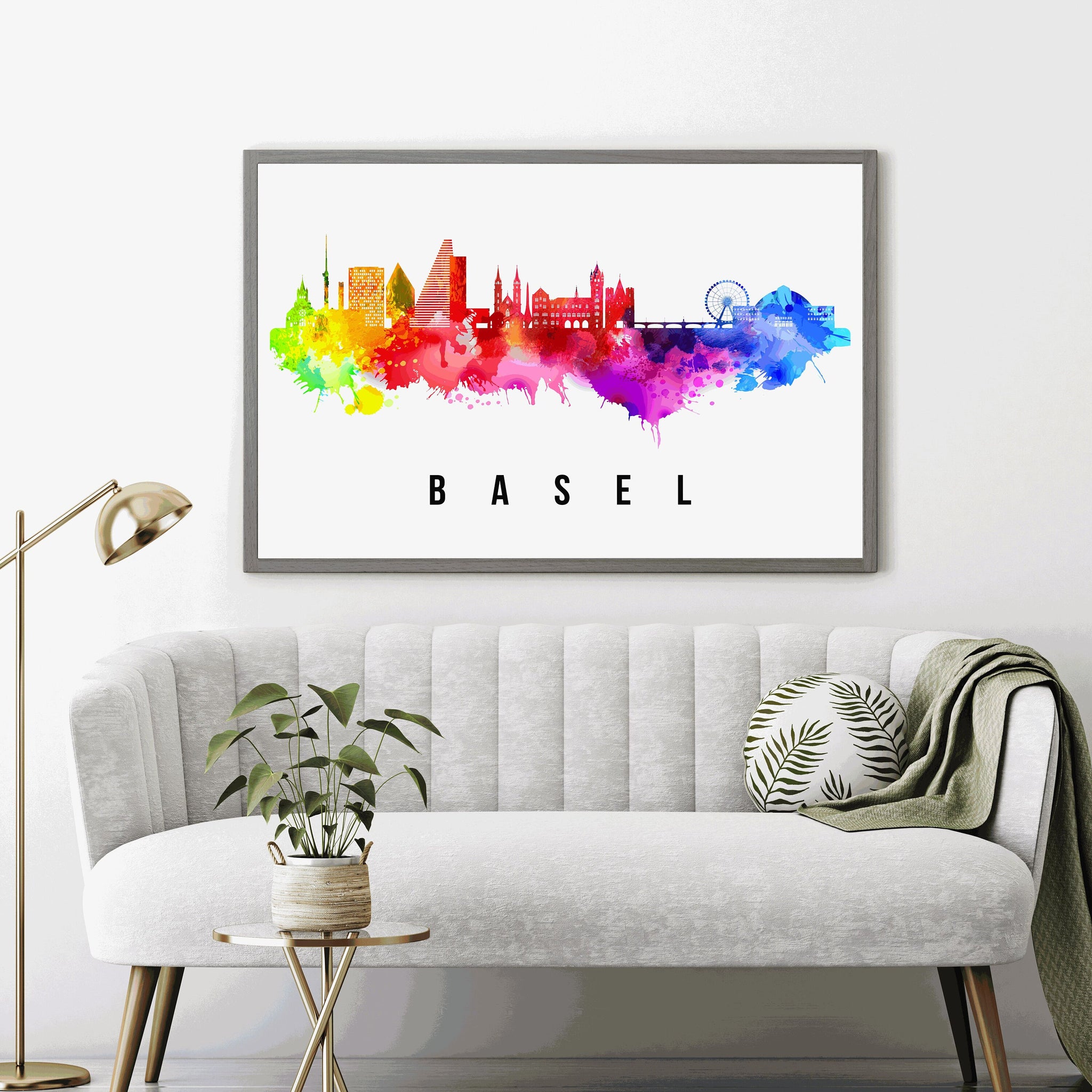 BASEL - SWITZERLAND Poster,  Skyline Poster Cityscape and Landmark Basel Illustration Home Wall Art, Office Decor