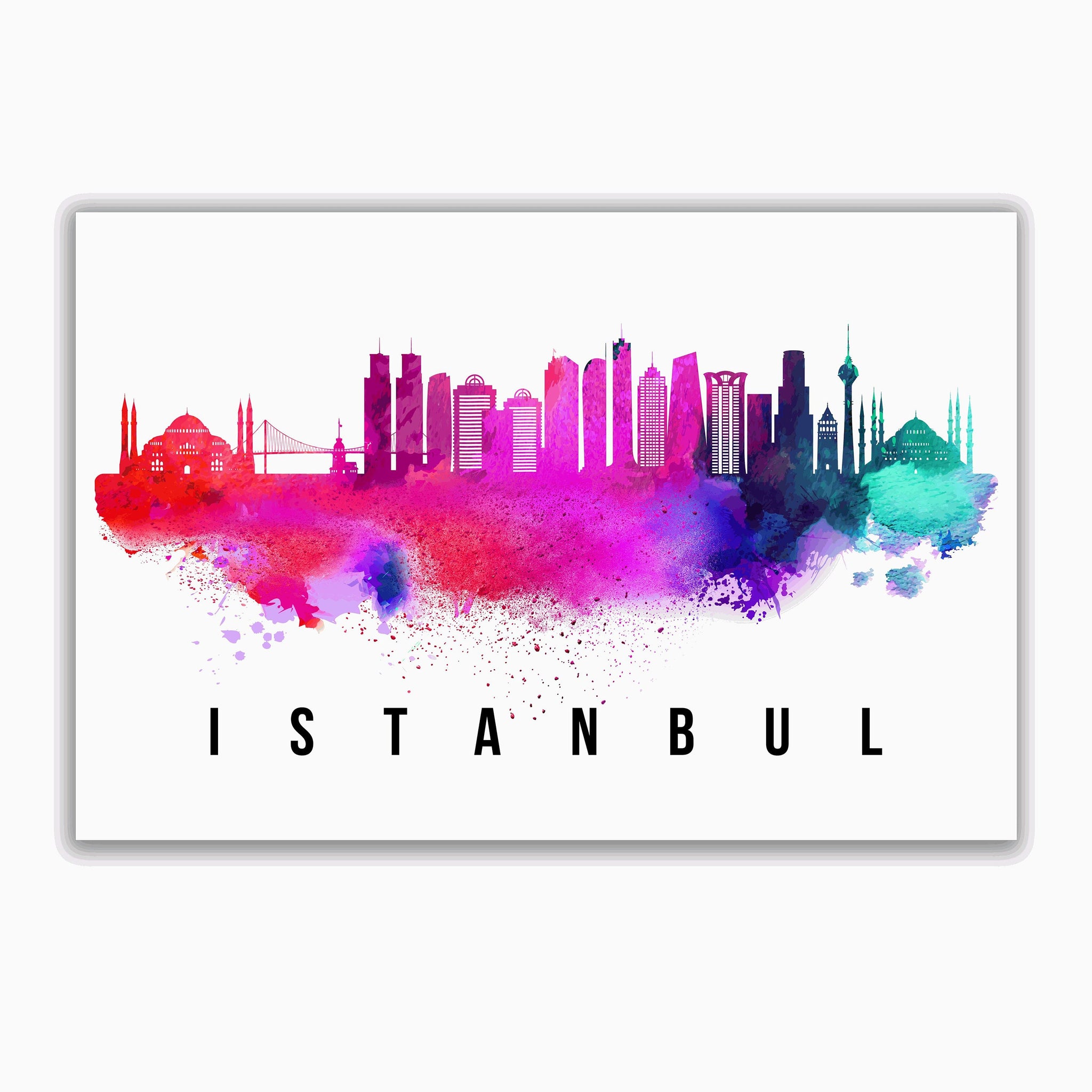 ISTANBUL - TURKEY Poster, Skyline Poster Cityscape and Landmark Istanbul City Illustration Home Wall Art, Office Decor