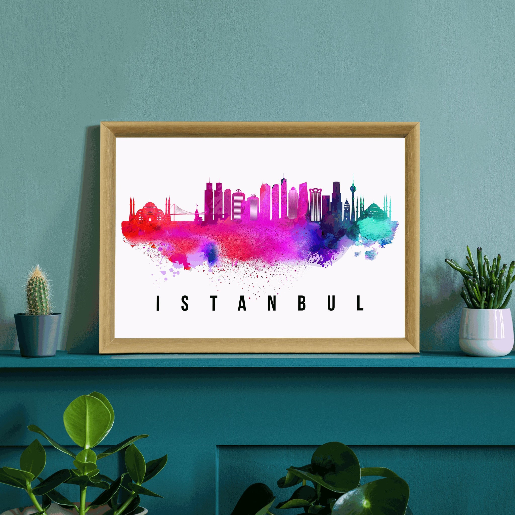 ISTANBUL - TURKEY Poster, Skyline Poster Cityscape and Landmark Istanbul City Illustration Home Wall Art, Office Decor