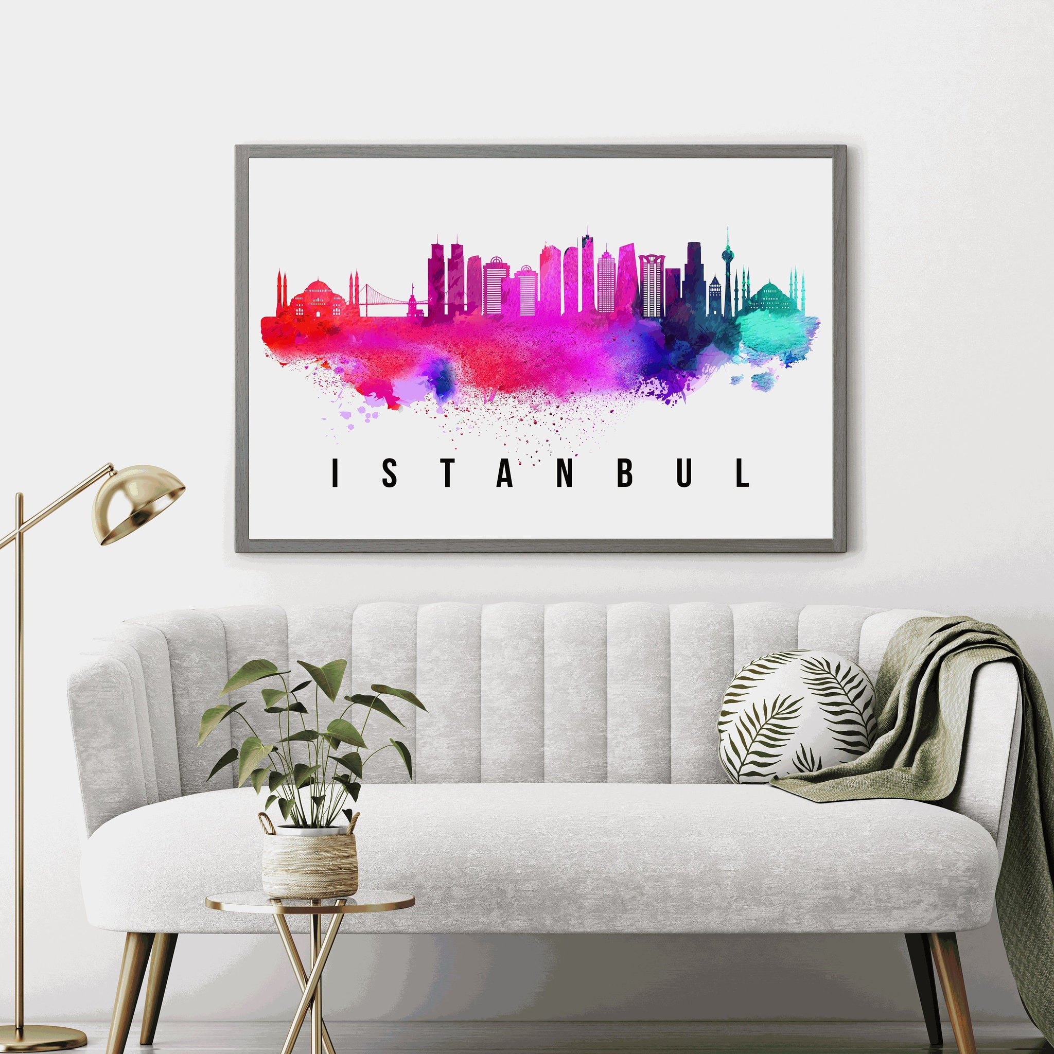 ISTANBUL - TURKEY Poster, Skyline Poster Cityscape and Landmark Istanbul City Illustration Home Wall Art, Office Decor