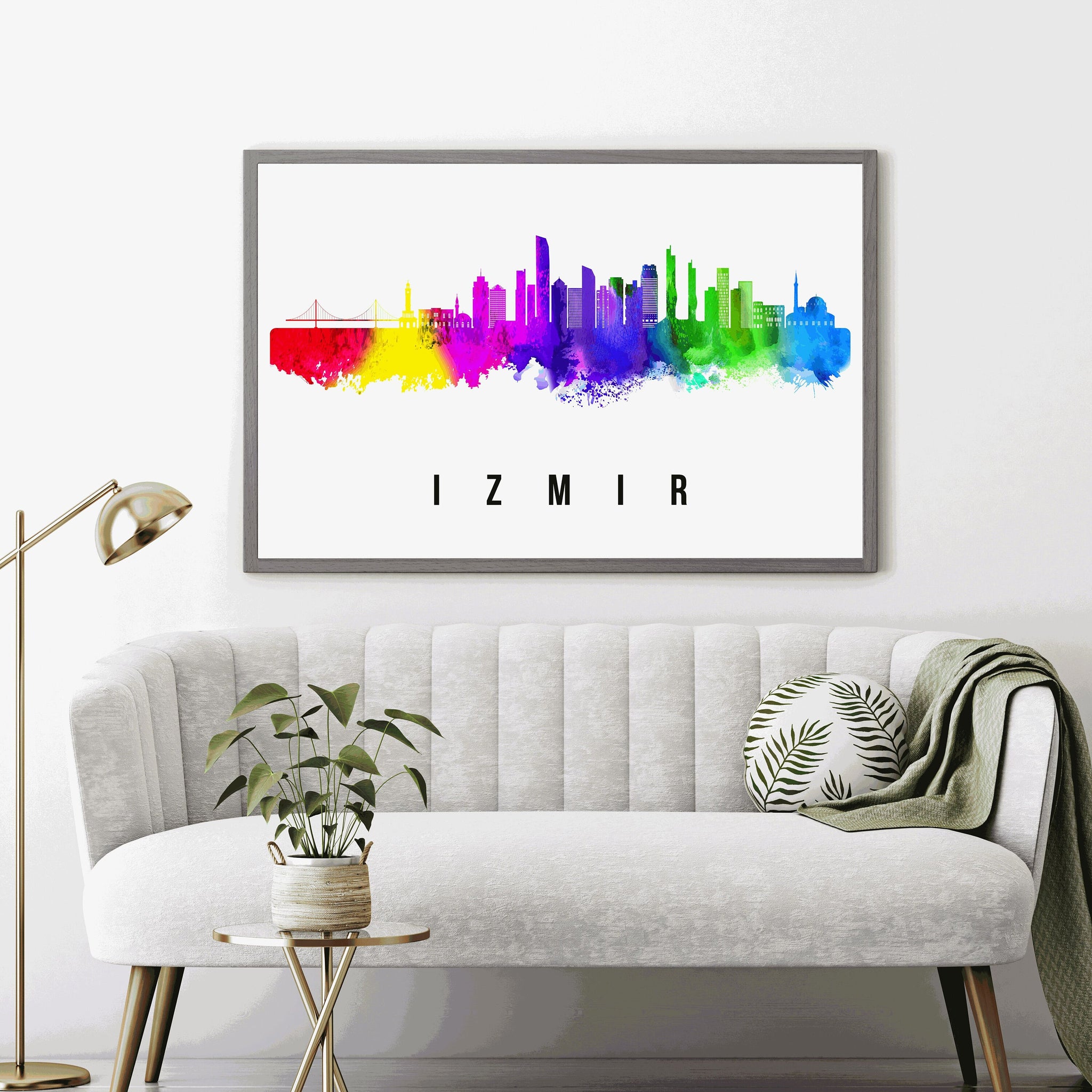 IZMIR - TURKEY Poster, Skyline Poster Cityscape and Landmark Izmir City Illustration Home Wall Art, Office Decor