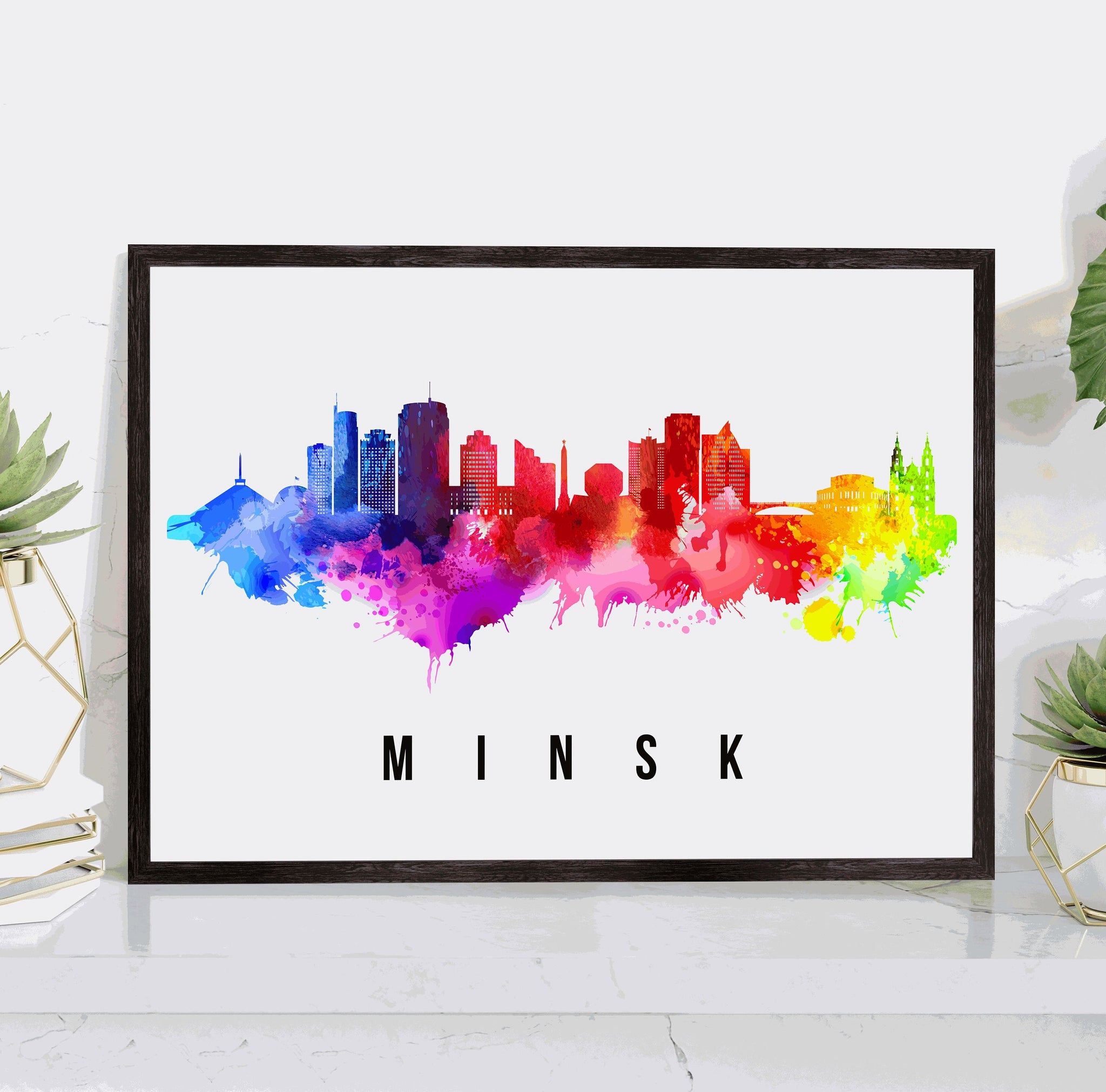 MINSK - BELARUS Poster, Skyline Poster Cityscape and Landmark Minsk City Illustration Home Wall Art, Office Decor