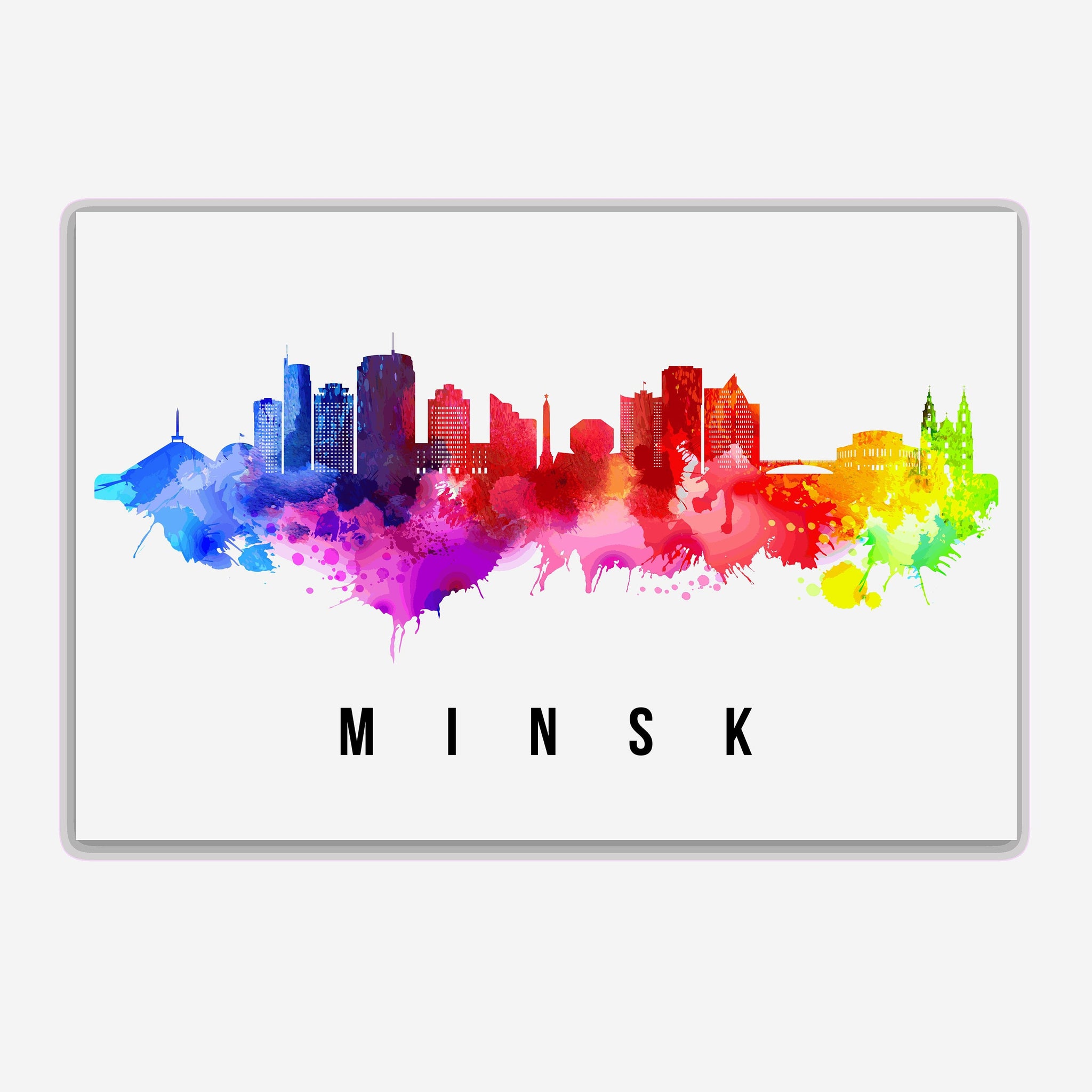 MINSK - BELARUS Poster, Skyline Poster Cityscape and Landmark Minsk City Illustration Home Wall Art, Office Decor