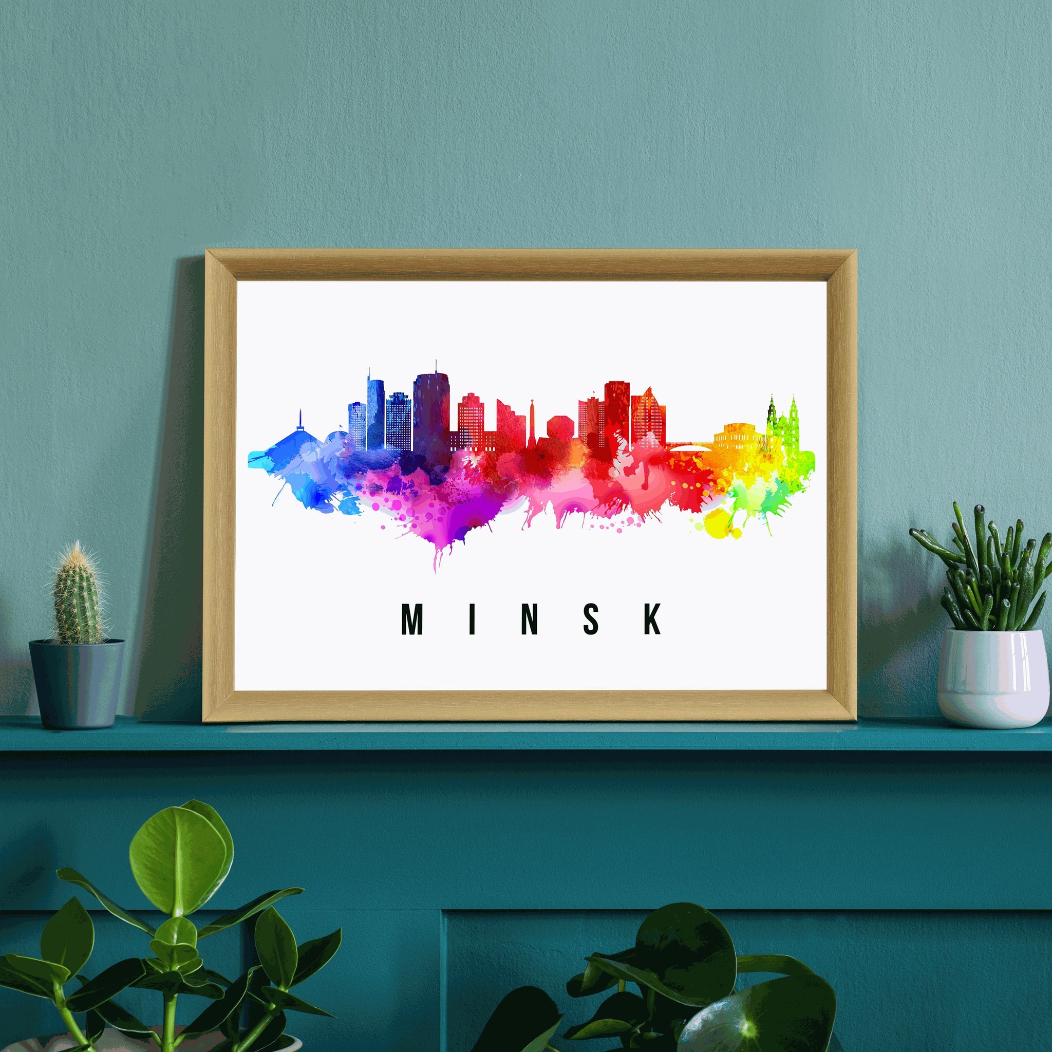 MINSK - BELARUS Poster, Skyline Poster Cityscape and Landmark Minsk City Illustration Home Wall Art, Office Decor