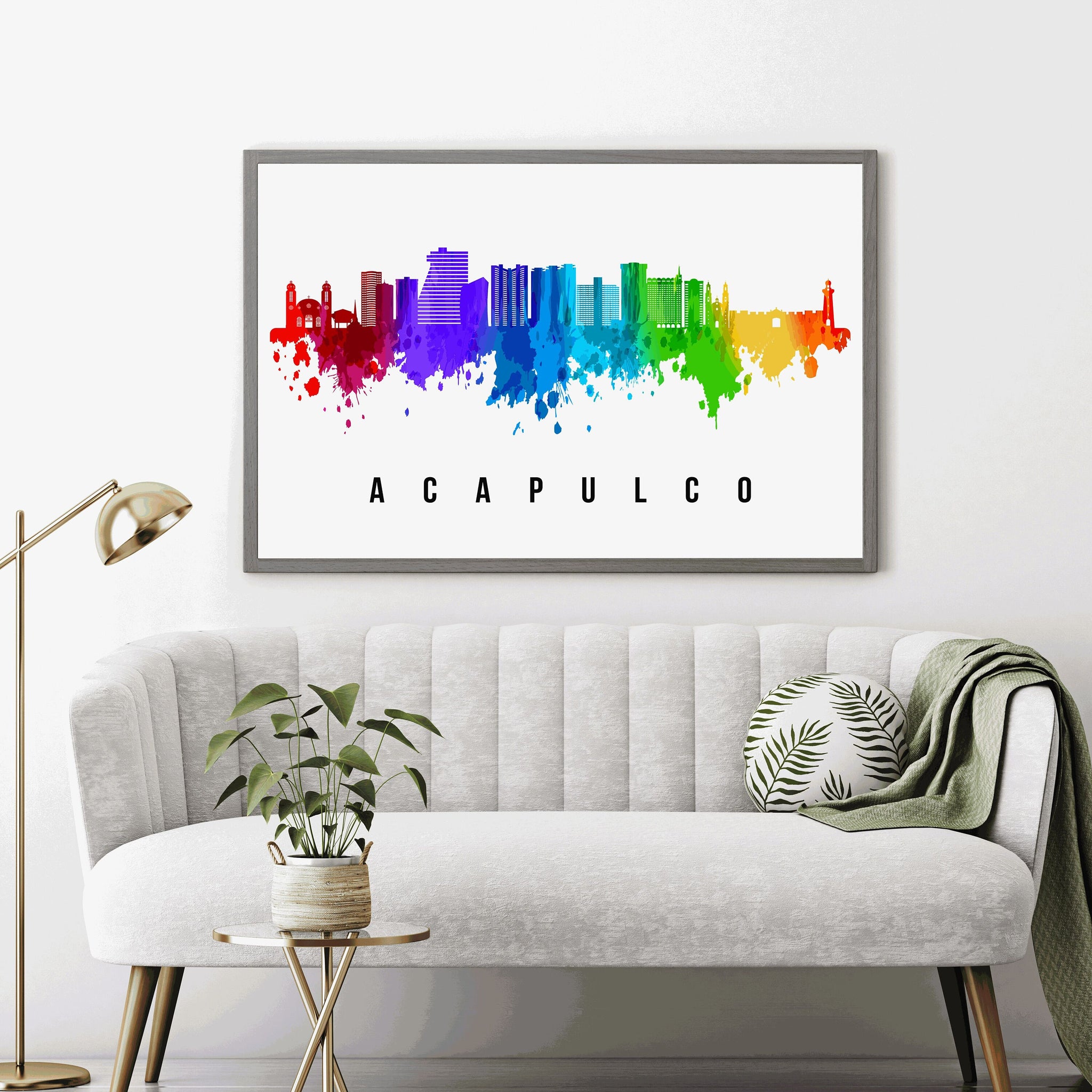 ACAPULCO - MEXICO Poster, Skyline Poster Cityscape and Landmark Acapulco City Illustration Home Wall Art, Office Decor