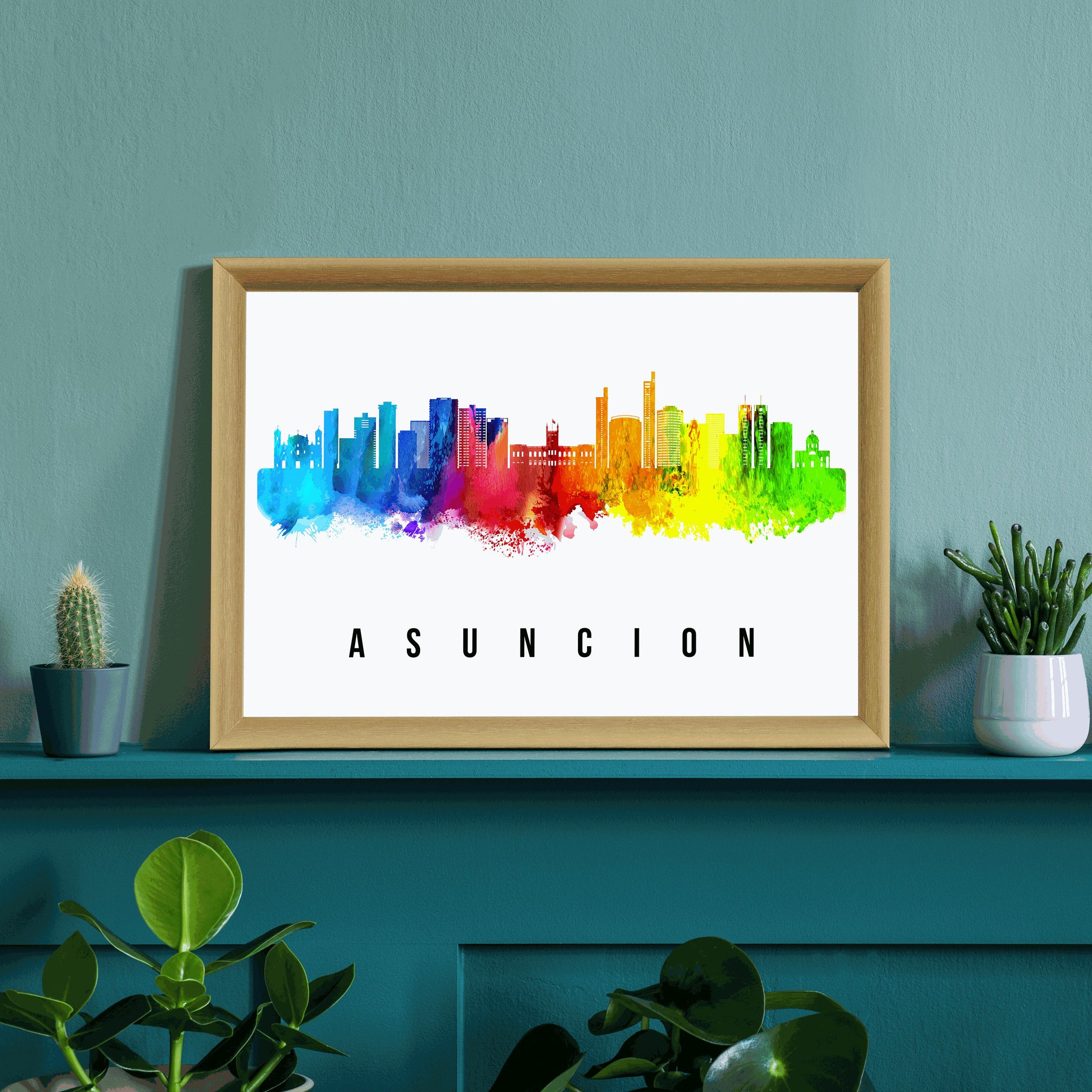 ASUNCION - PARAGUAY Poster, Skyline Poster Cityscape and Landmark Asuncion City Illustration Home Wall Art, Office Decor