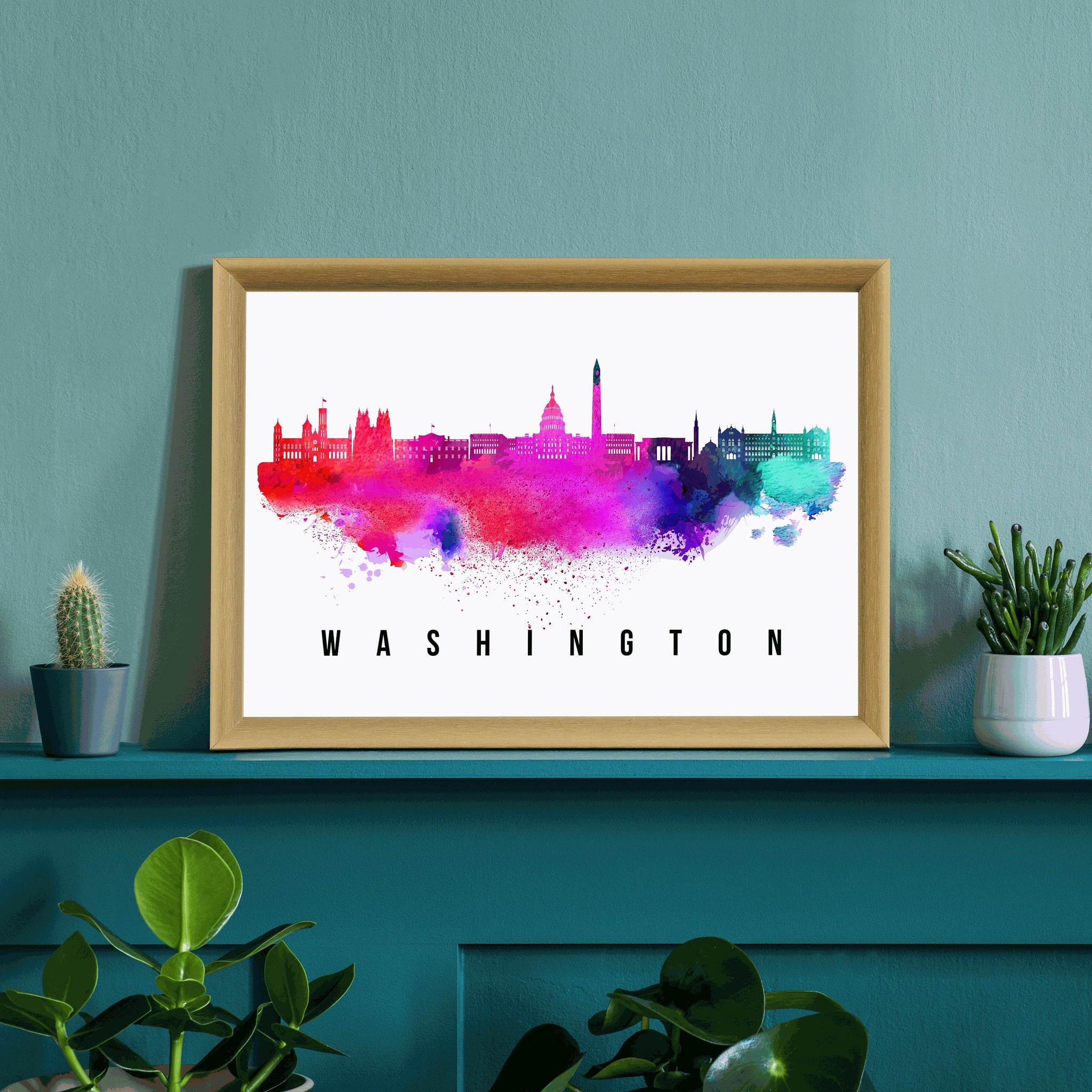 Washington DC Skyline poster, Washington DC cityscape poster print, Washington DC landmark poster art print, Home office wall decoration