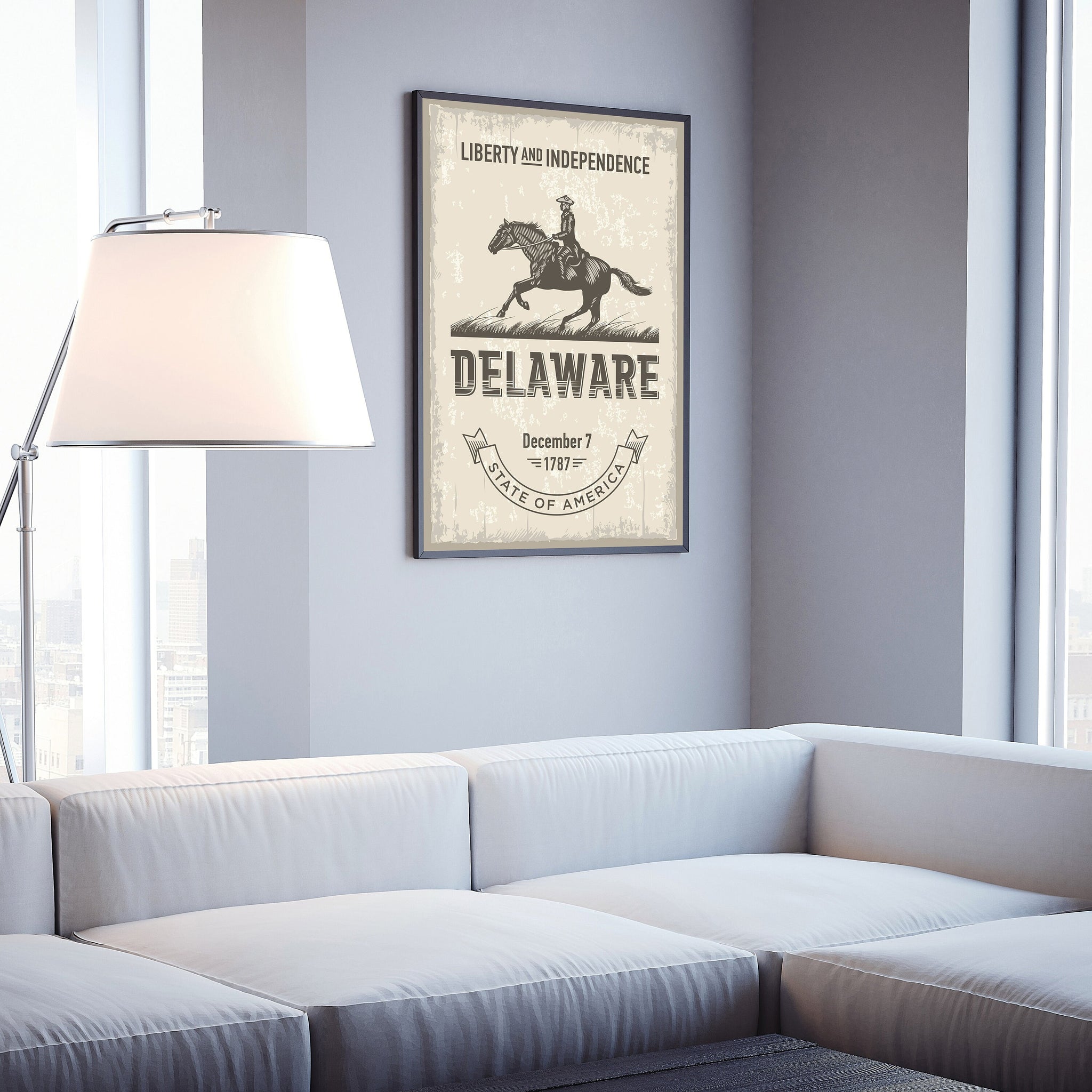 Delaware State Symbol Poster, Florida State Poster Print, Delaware State Emblem Poster, Retro Travel State Poster, Home and Office Wall Art