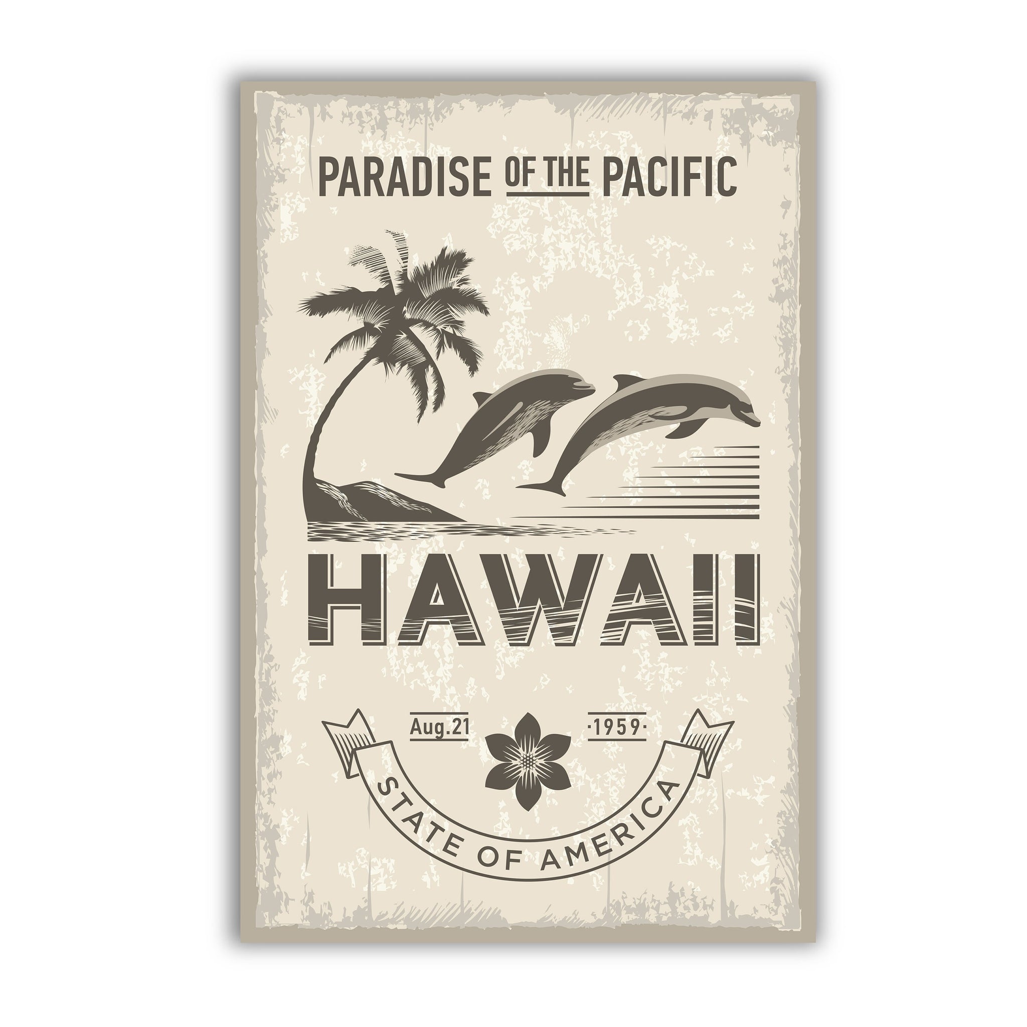 Hawaii State Symbol Poster, Hawaii State Poster Print, Hawaii State Emblem Poster, Retro Travel State Poster, Home and Office Wall Art