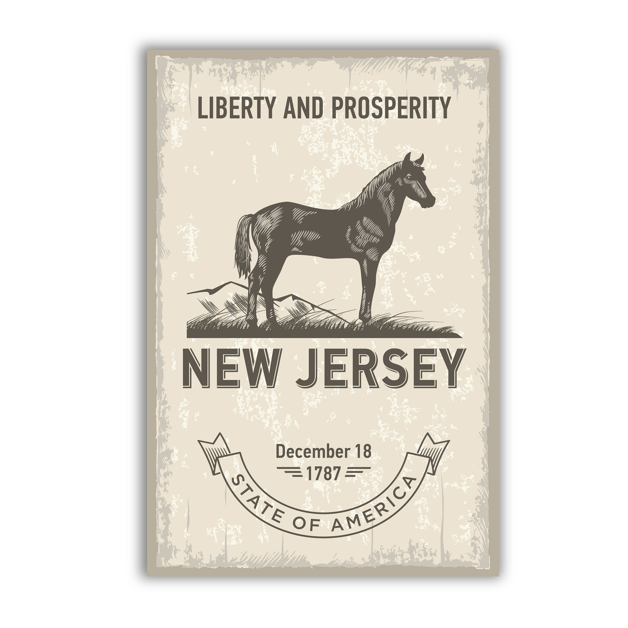 New Jersey State Symbol Poster, New Jersey State Poster Print, State Emblem Poster, Retro Travel State Poster, Home - Office Wall Art