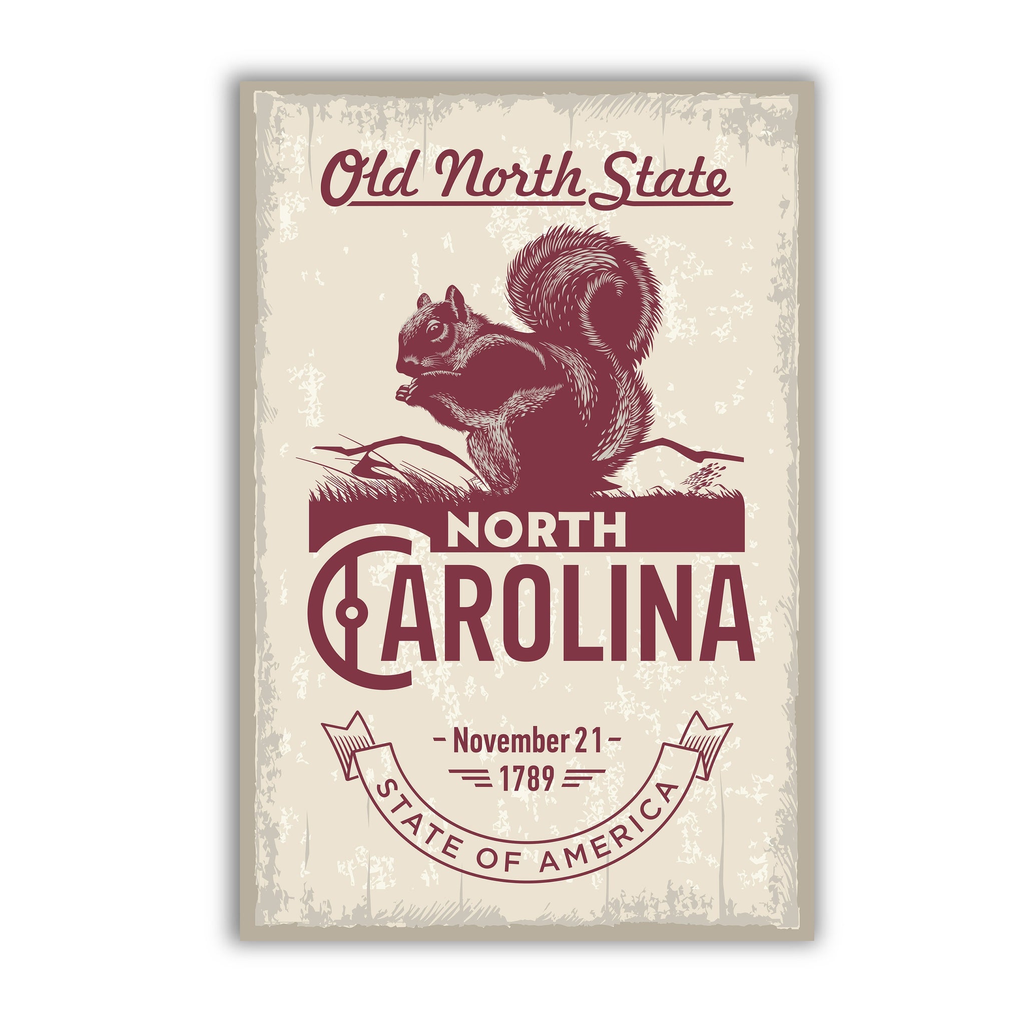 North Carolina State Symbol Poster, State Poster Print, North Carolina State Emblem Poster, Retro Travel State Poster, Home, Office Wall Art