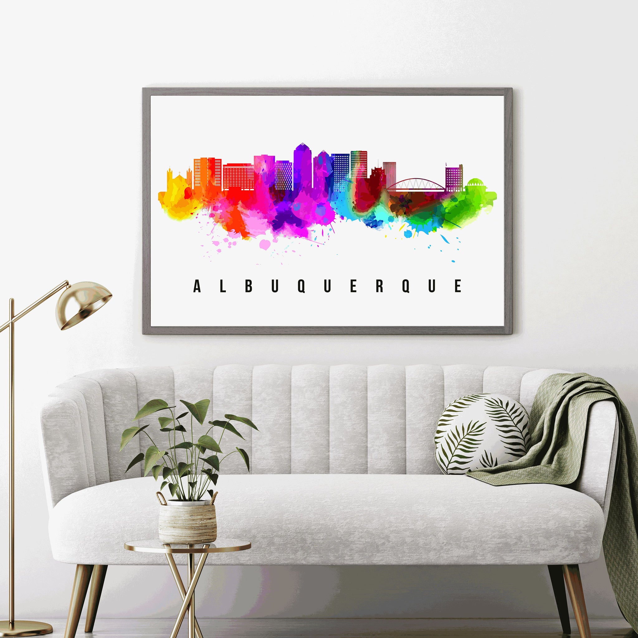 Albuquerque Skyline New Mexico Poster, Cityscape Painting, Albuquerque Cityscape and Landmark Print, Home Wall Art, Office Wall Decor