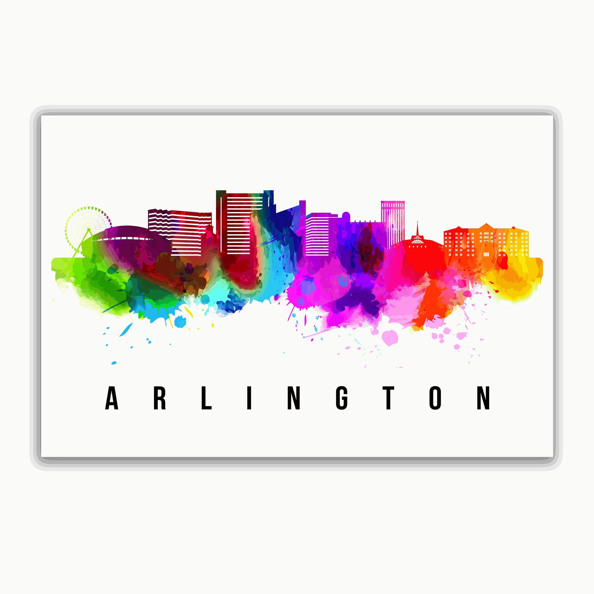 Arlington Skyline Texas Poster, Cityscape Painting, Arlington - Texas Cityscape and Landmark Print, Home Wall Art, Office Wall Decor