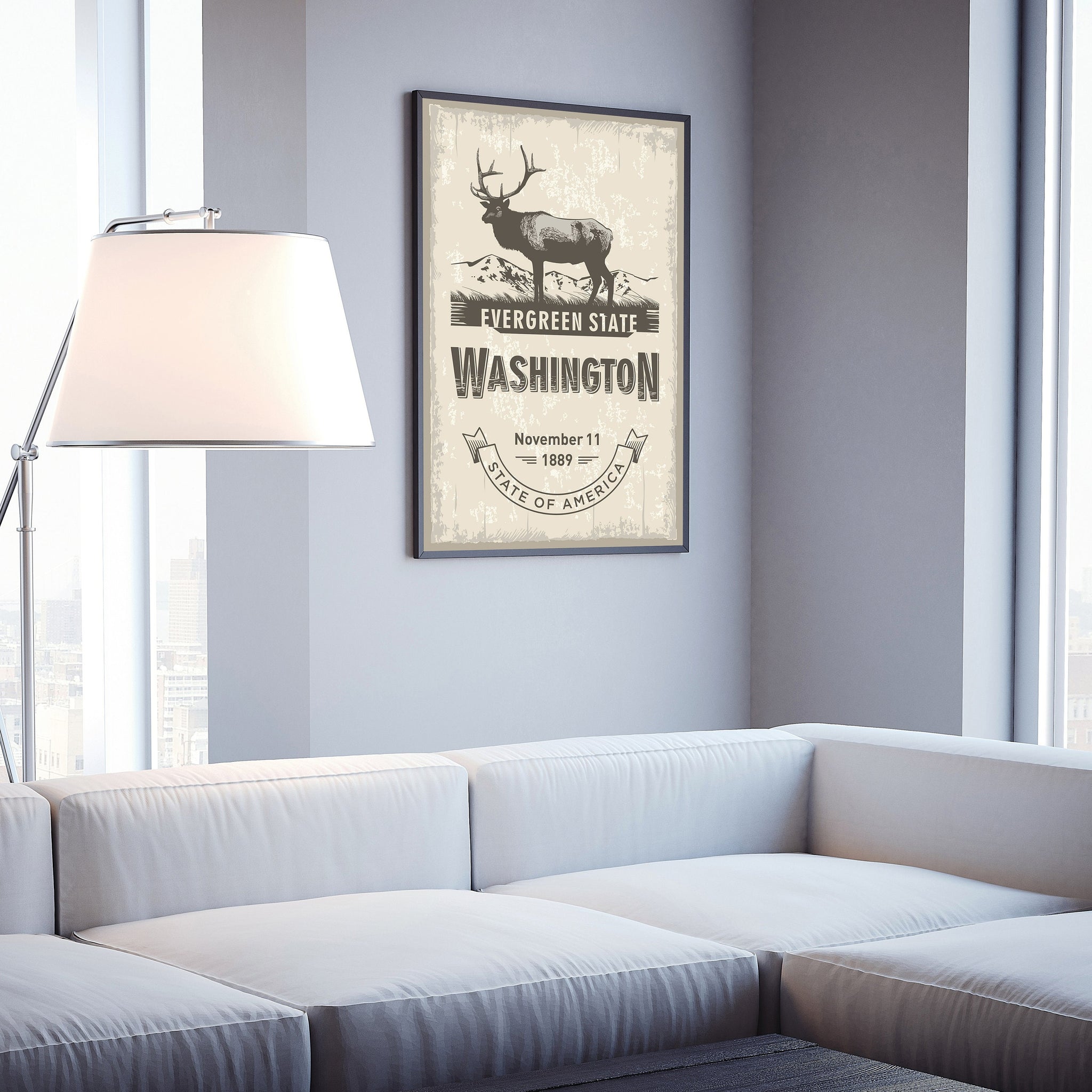 Washington State Symbol Poster, Washington Poster Print, Washington State Emblem Poster, Retro Travel State Poster, Home and Office Wall Art