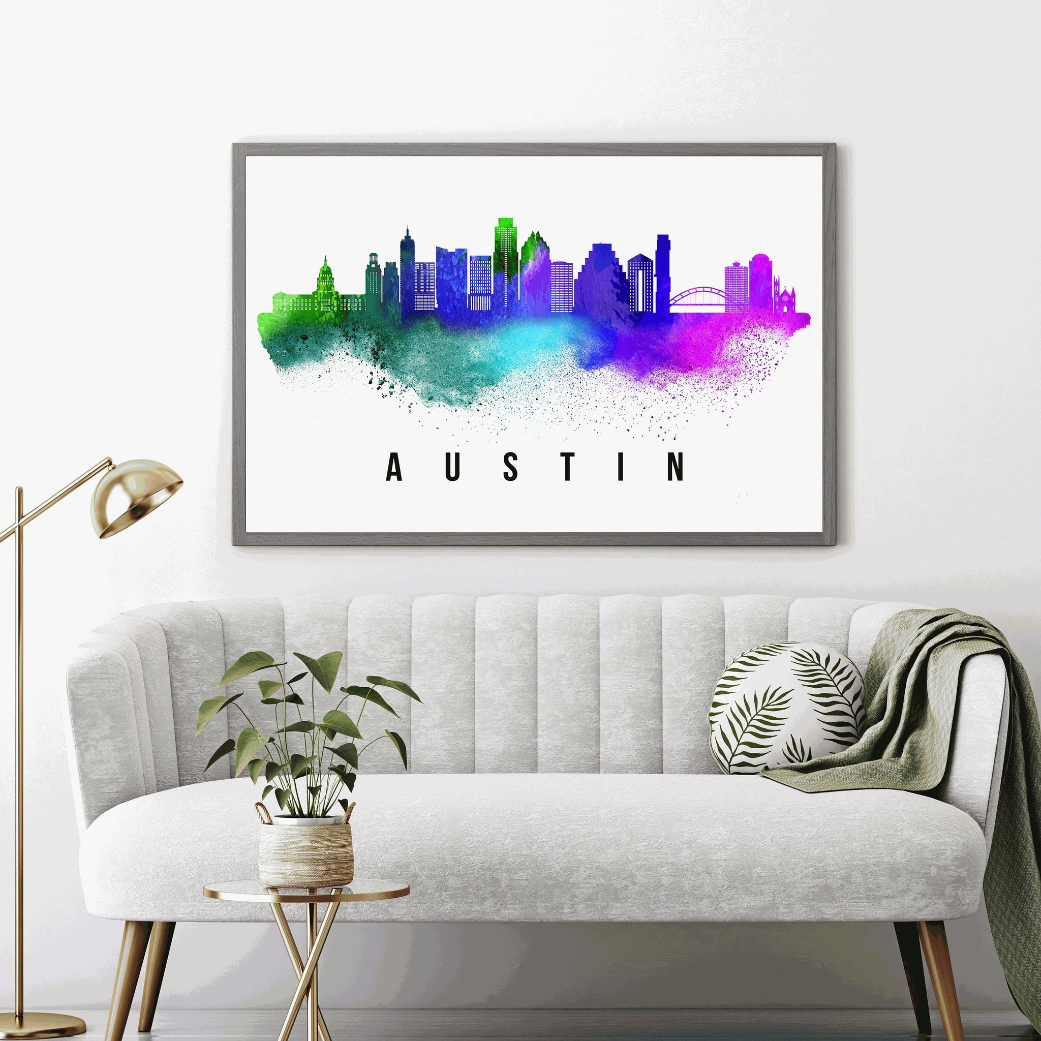 Austin - Texas Skyline Poster, Cityscape Painting, Austin Poster, Austin - Texas Cityscape and Landmark Print, Home and Office Wall Art