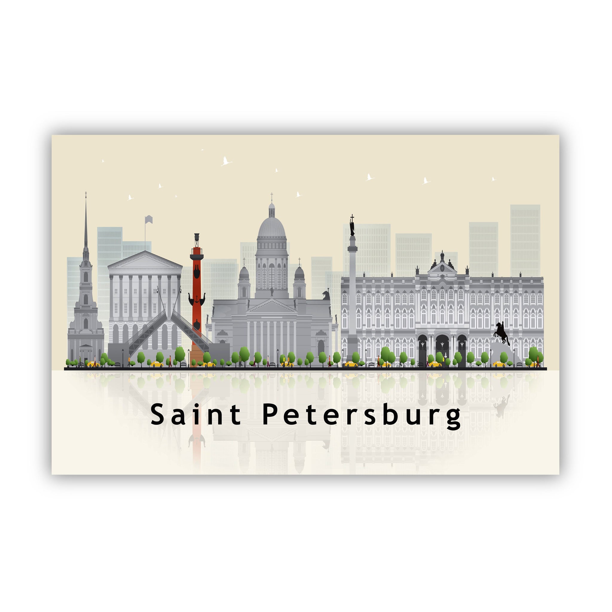 SAINT PETERSBURG RUSSIA Illustration skyline poster, Modern skyline cityscape poster print, Landmark map poster, Home wall art decoration