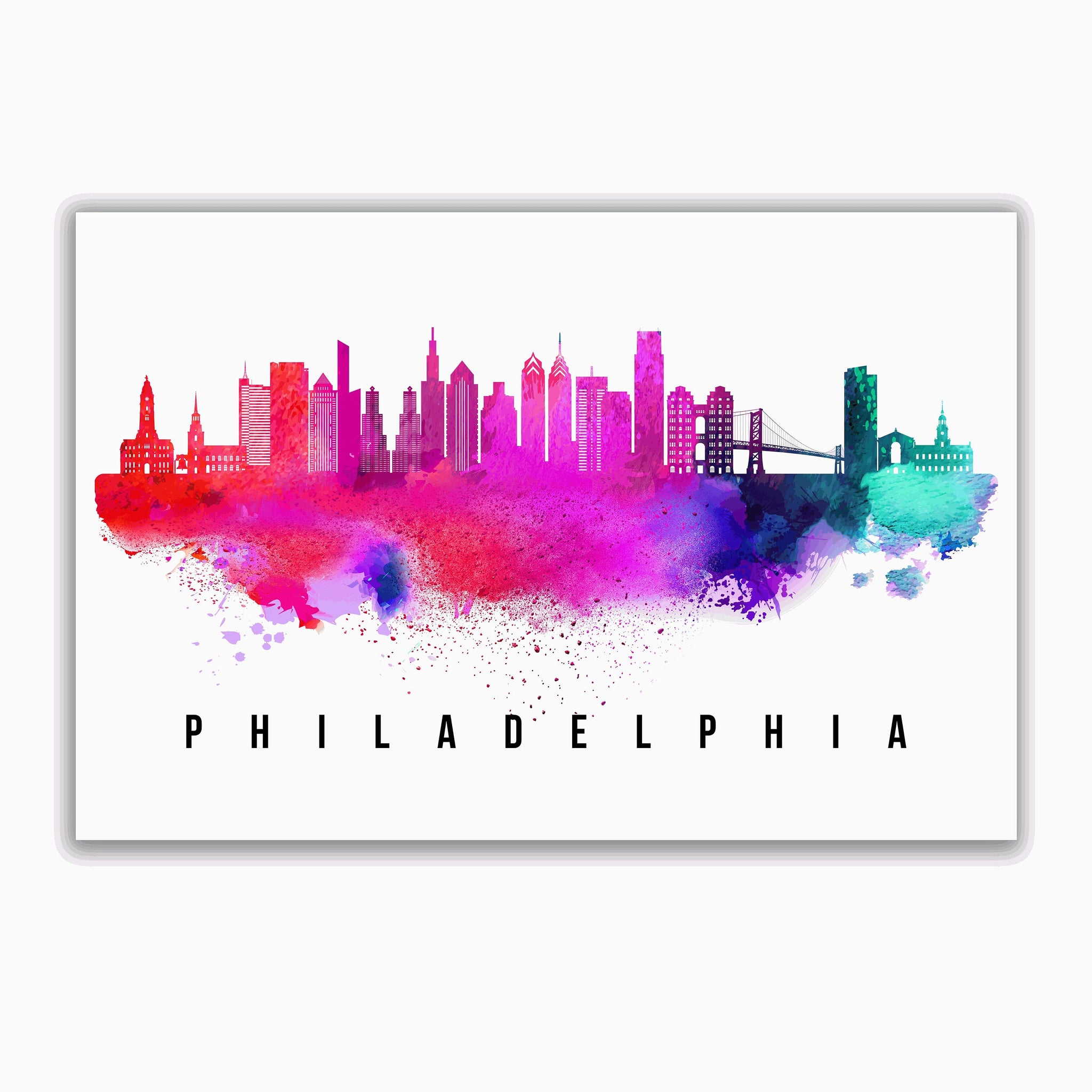 Philadelphia - Pennsylvania Poster, Philadelphia - Pennsylvania Cityscape Painting, Landmark Print, Home Wall Art, Office Wall Decor
